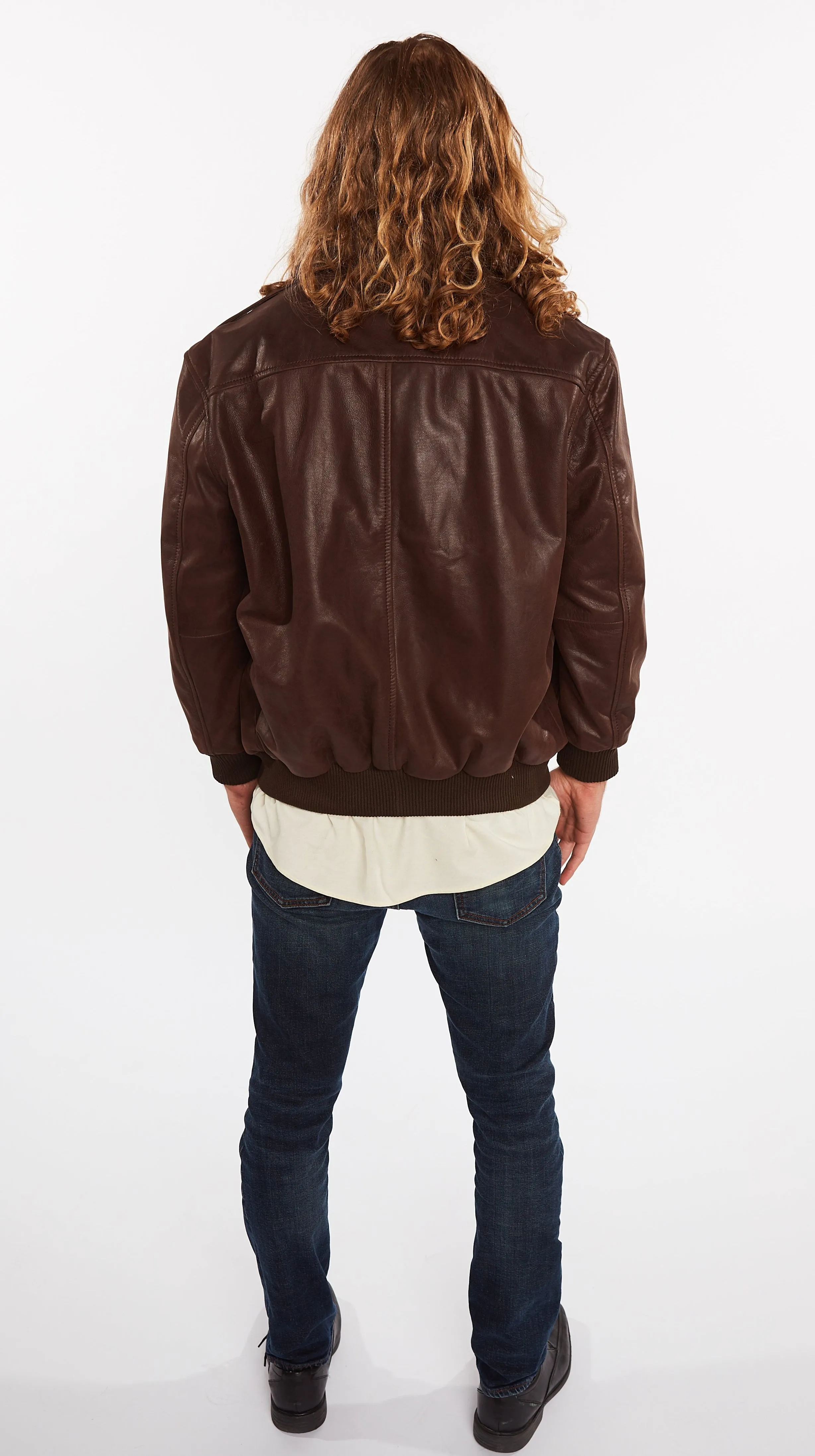 Men's Cowhide Bomber Flight Genuine Leather Jacket