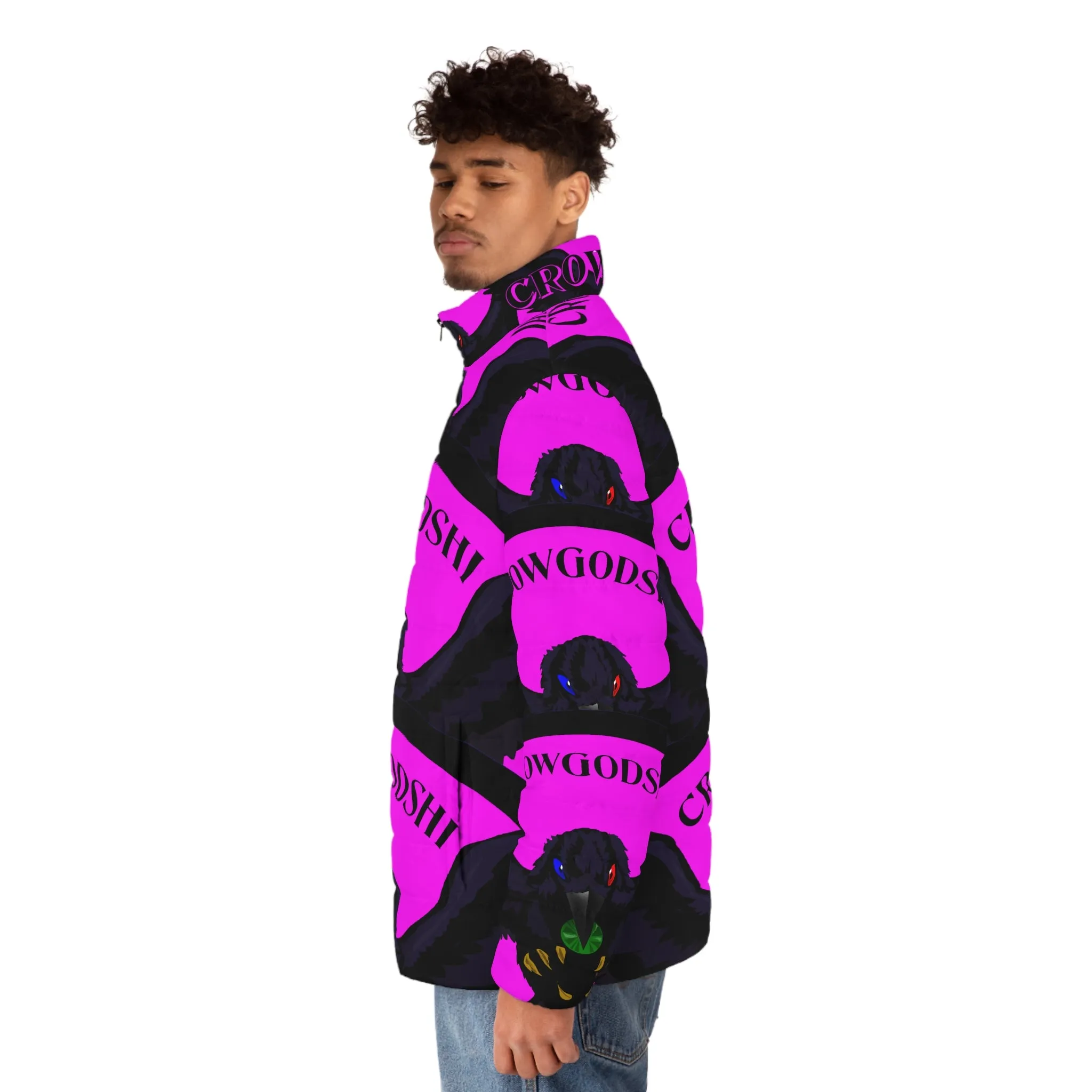 Men's Special Edition Crowgodshi Puffer Jacket, PINK LOGO