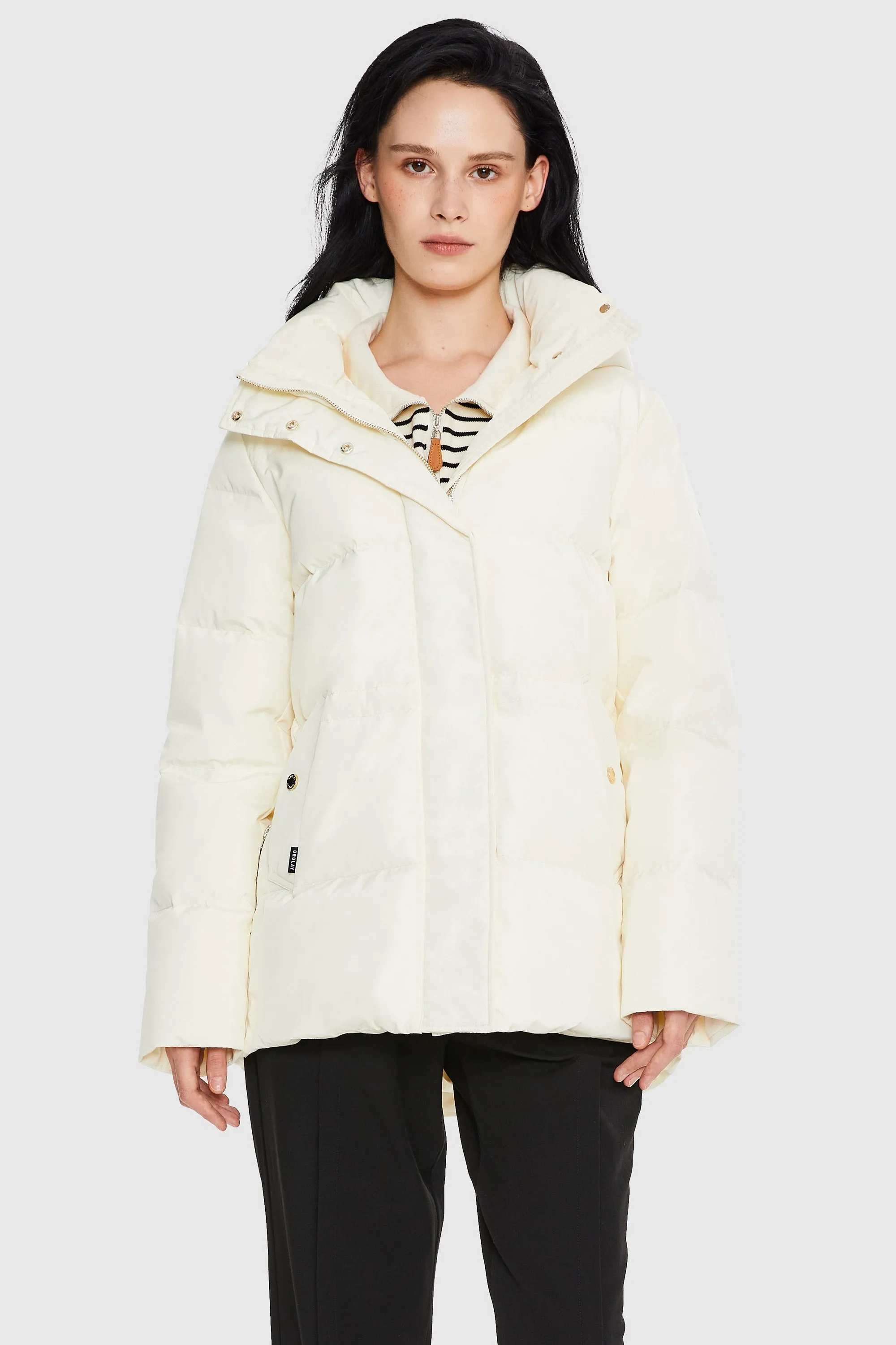 Mid-Length Hooded Down Jacket