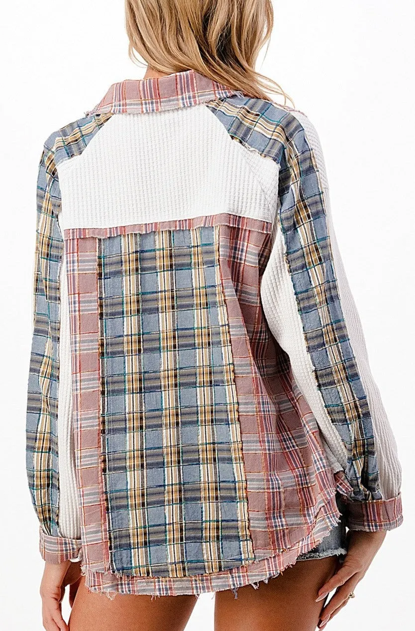 Mixed Media Plaid Button Down