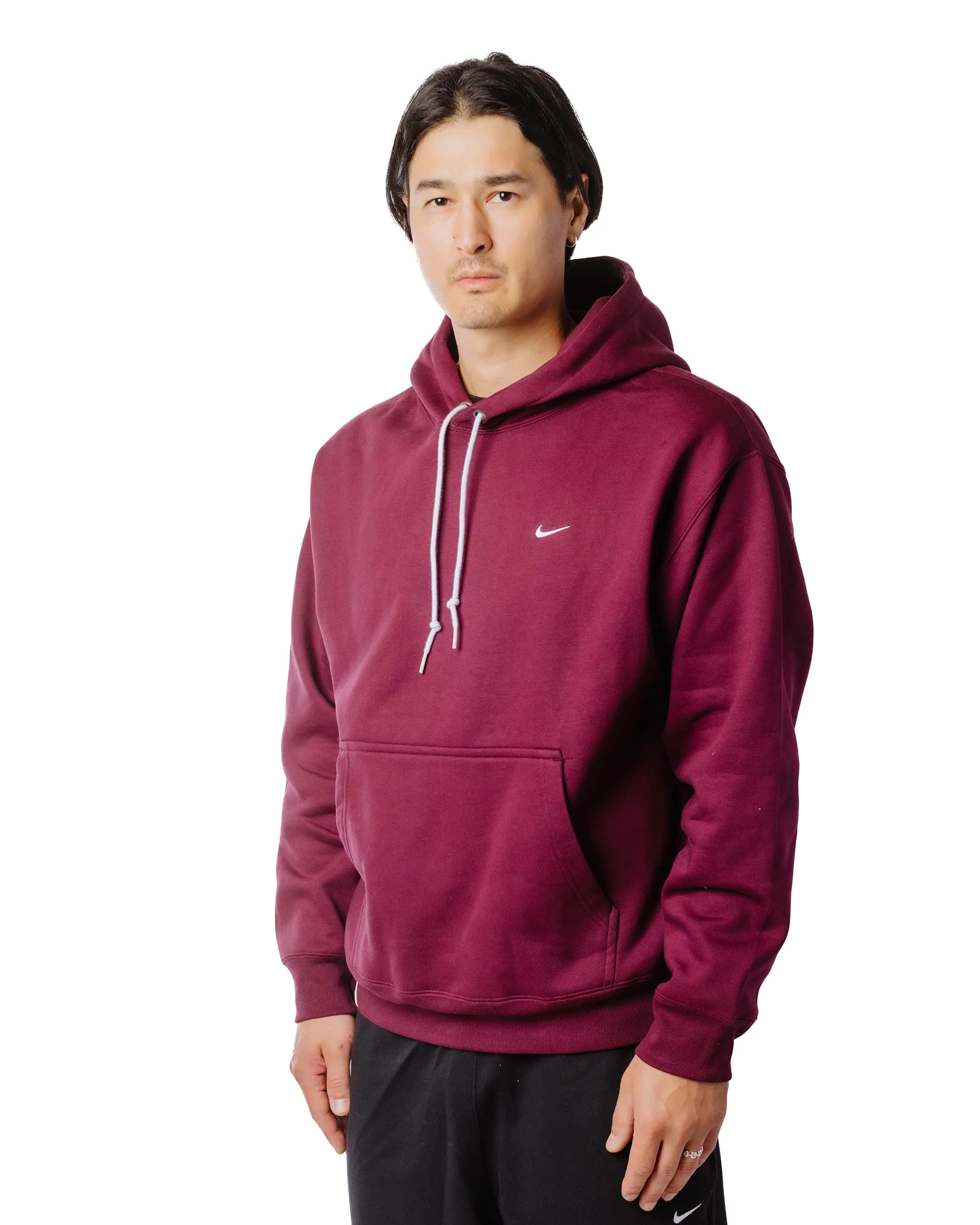 Nike Solo Swoosh Fleece Pullover Hoodie Night Maroon