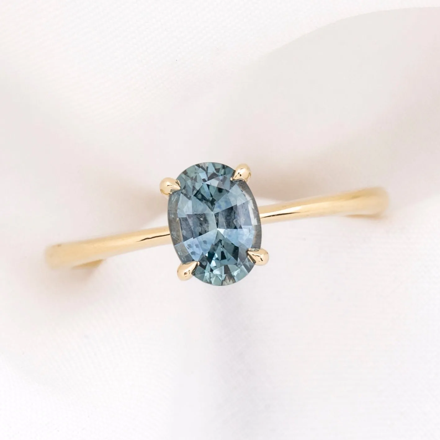 Nina Ring 0.90ct Aqua Blue Montana Sapphire, 14k Yellow Gold (One of a kind)