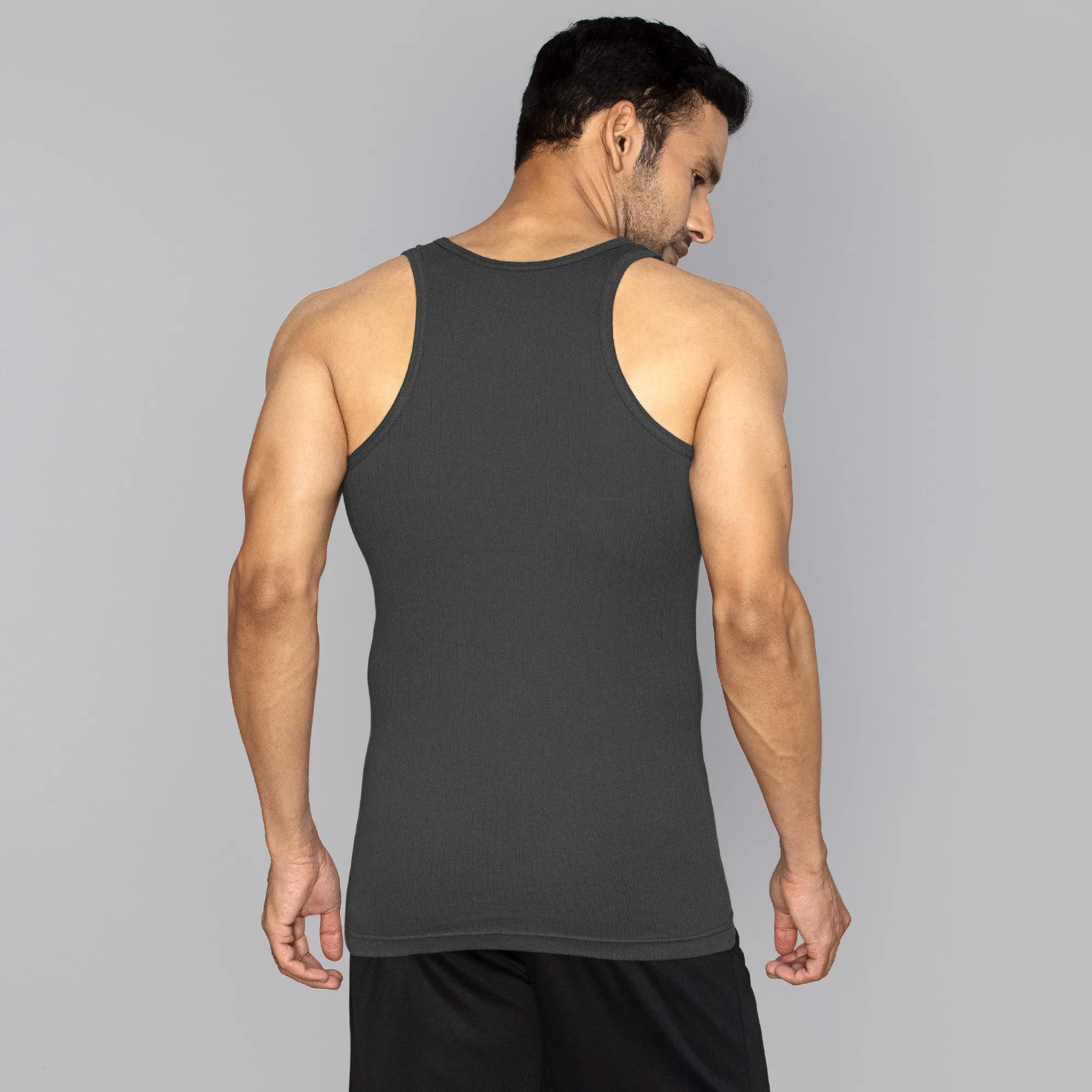 Nova Round Neck Racer Back Vest Graphite Grey