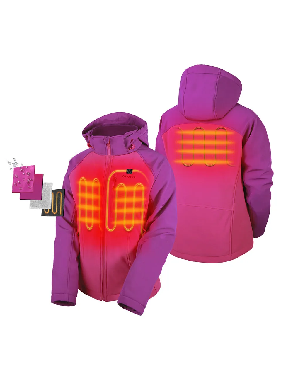 (Open-Box) Women's Heated Jacket - Pink & Purple/Gray (Battery Set Not Included)