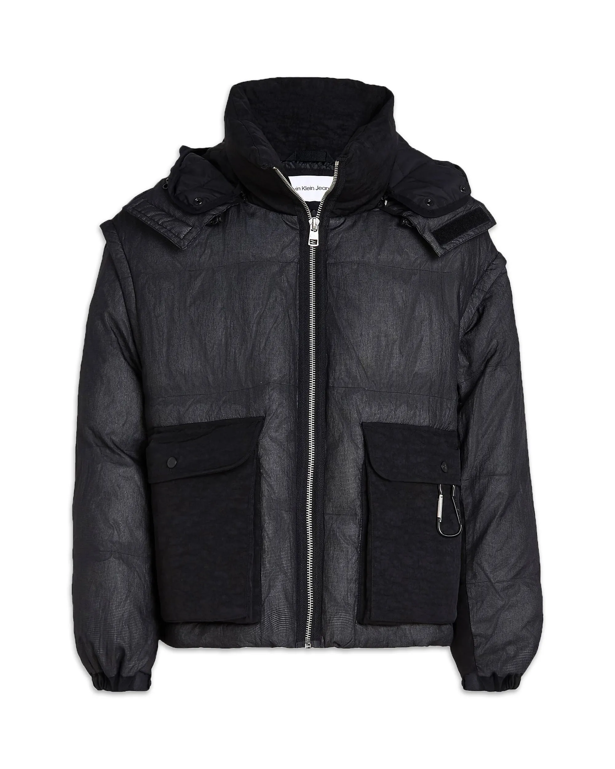 Piumino Calvin Klein Jeans Quilted Mesh Puffer Jacket Nero