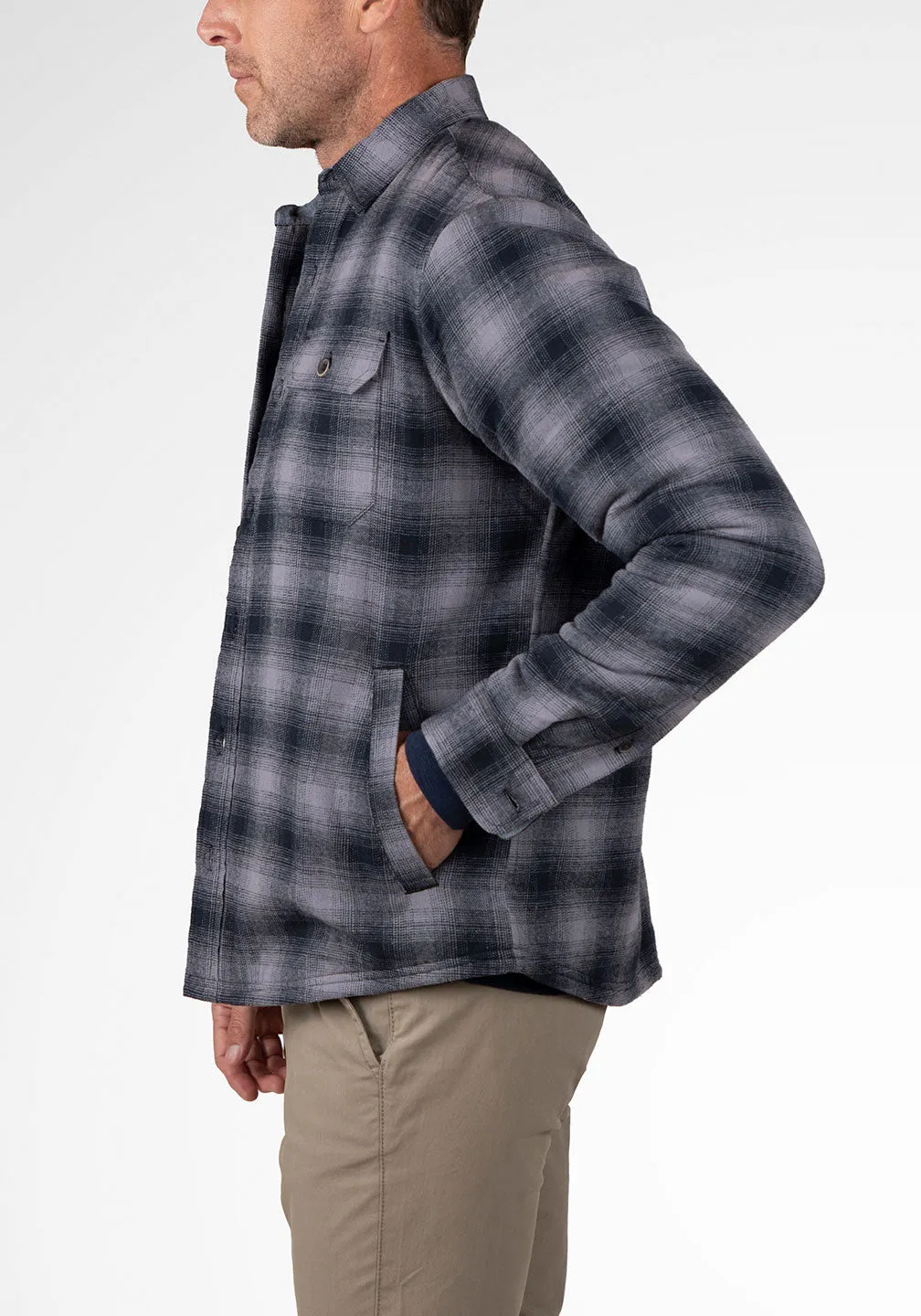 Plaid Flannel Shirt Jacket with Sherpa Lining