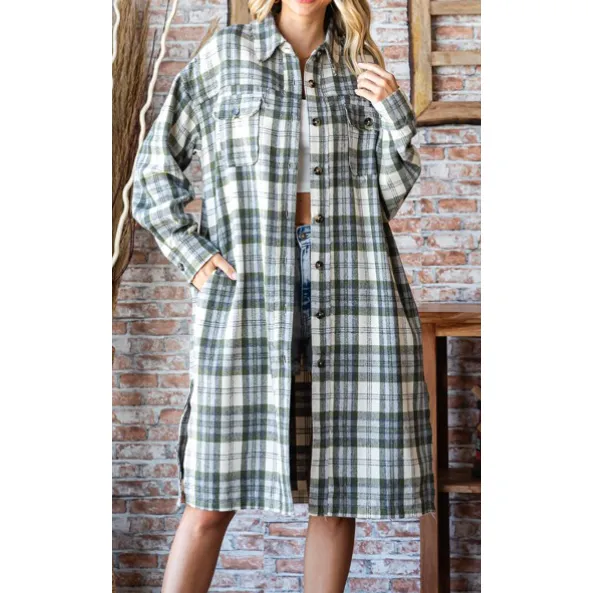 PLAID LONG SHACKET