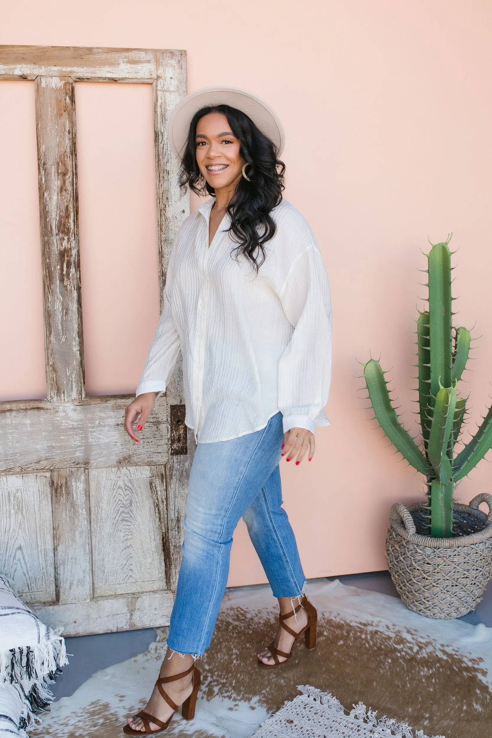 PLUS SIZE Day Trip Button Down Blouse