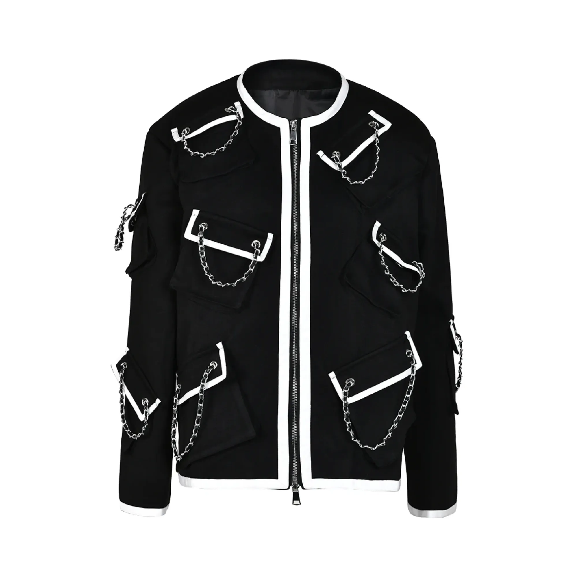 Pre Order:  Metal Chained Flap Pockets Jacket