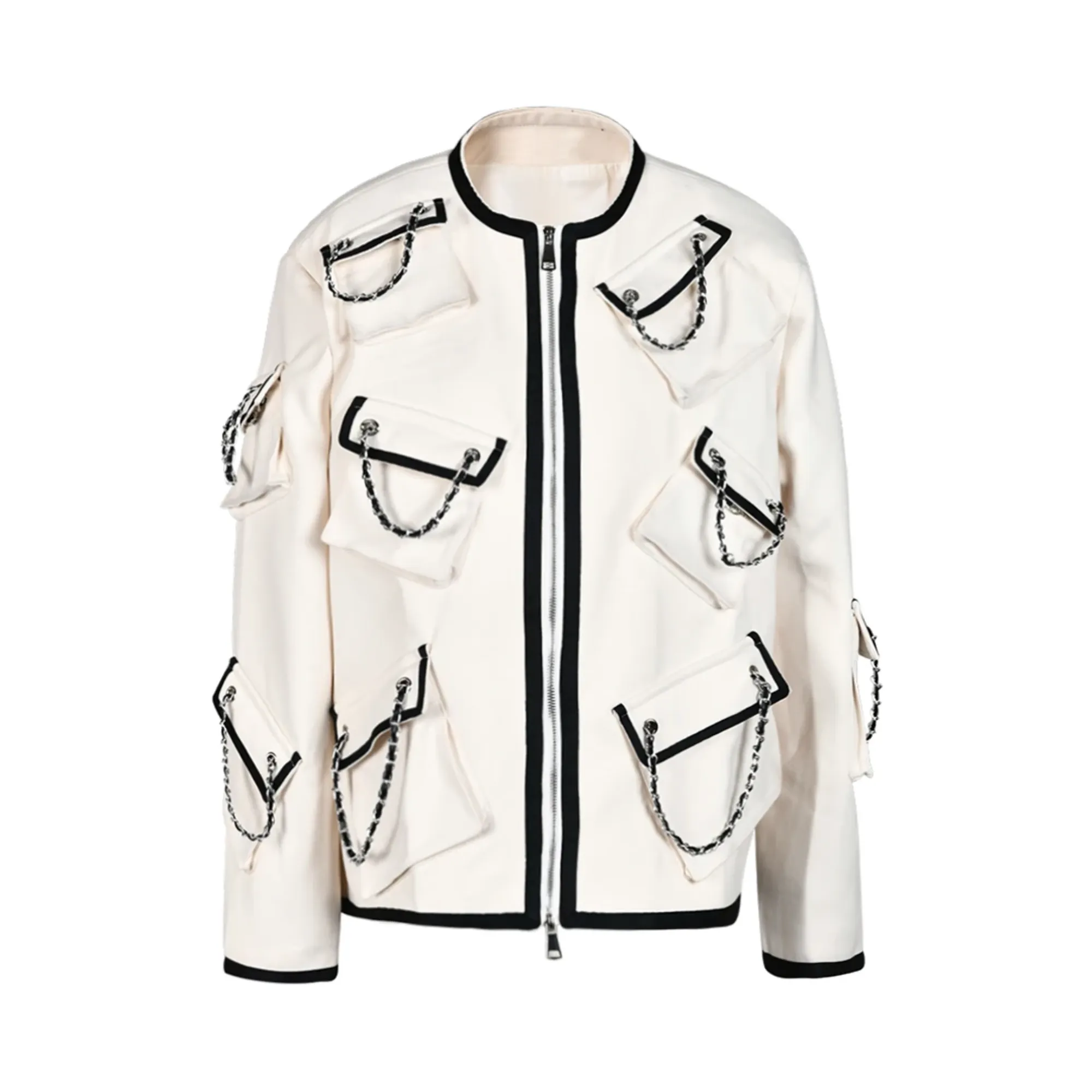 Pre Order:  Metal Chained Flap Pockets Jacket