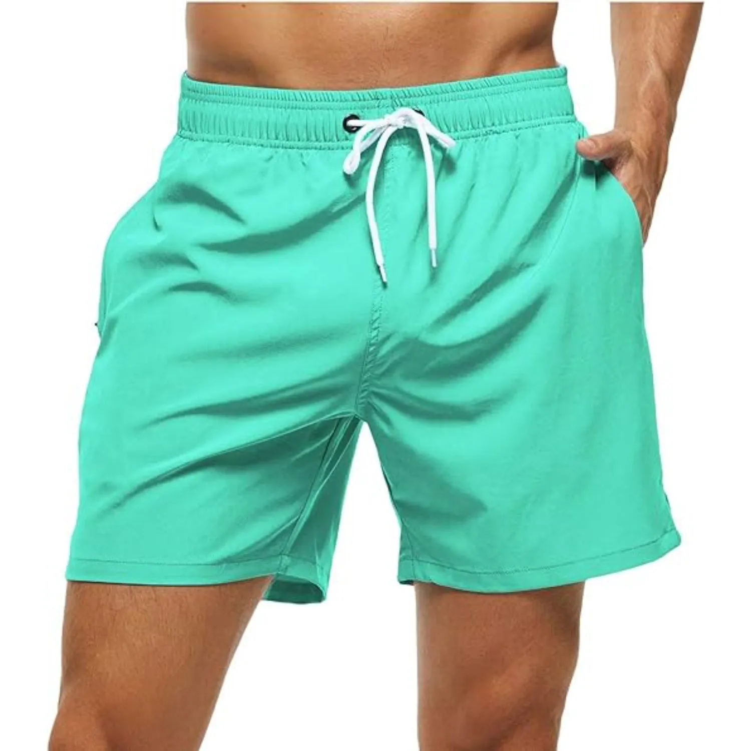 Quick Dry Beach Shorts With Zipper Pockets