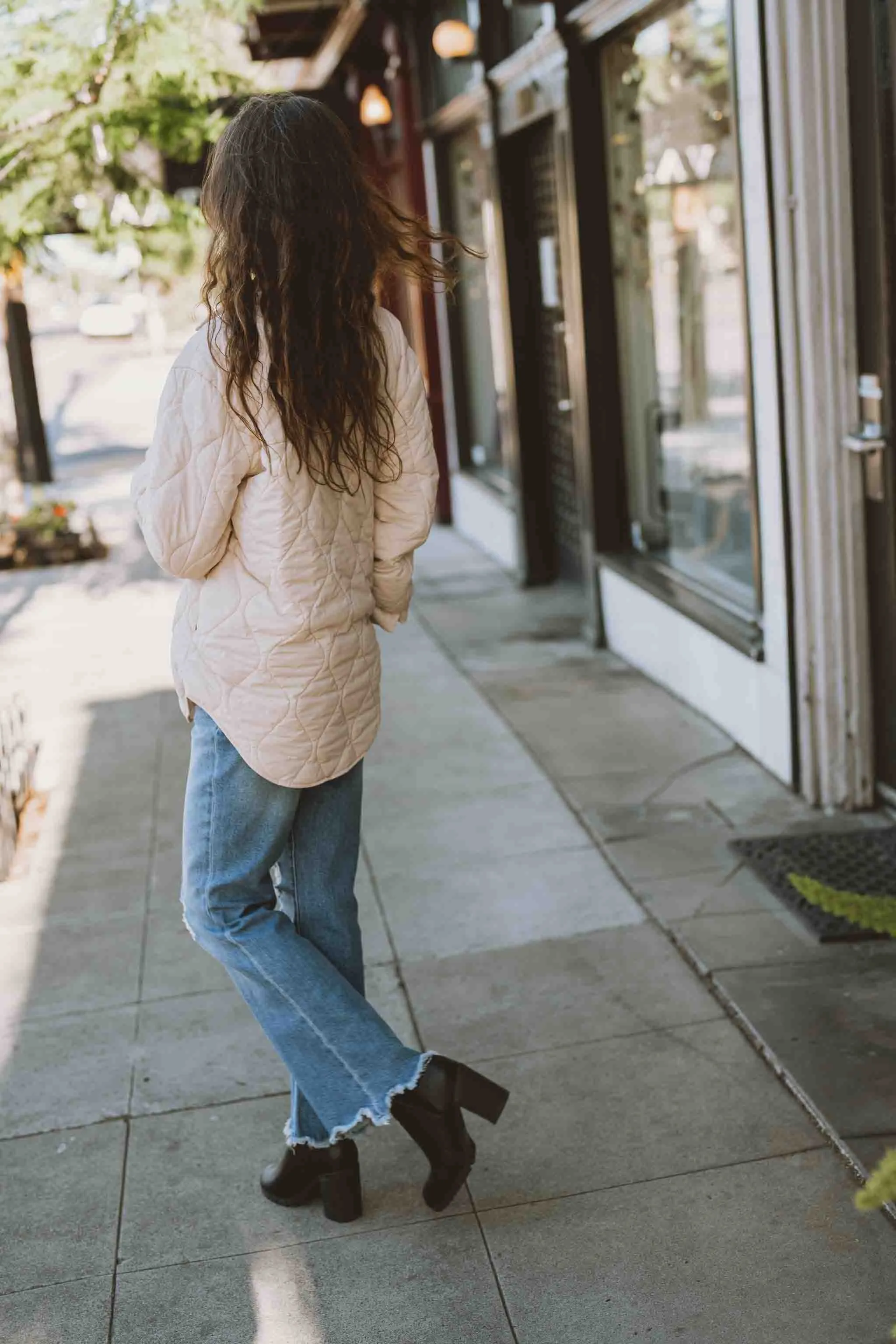 Quilted Cream Lightweight Puffer Jacket