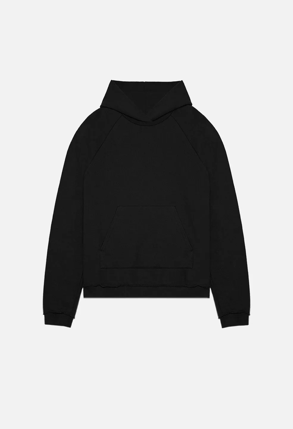 Raw Edge Raglan Hoodie / Black