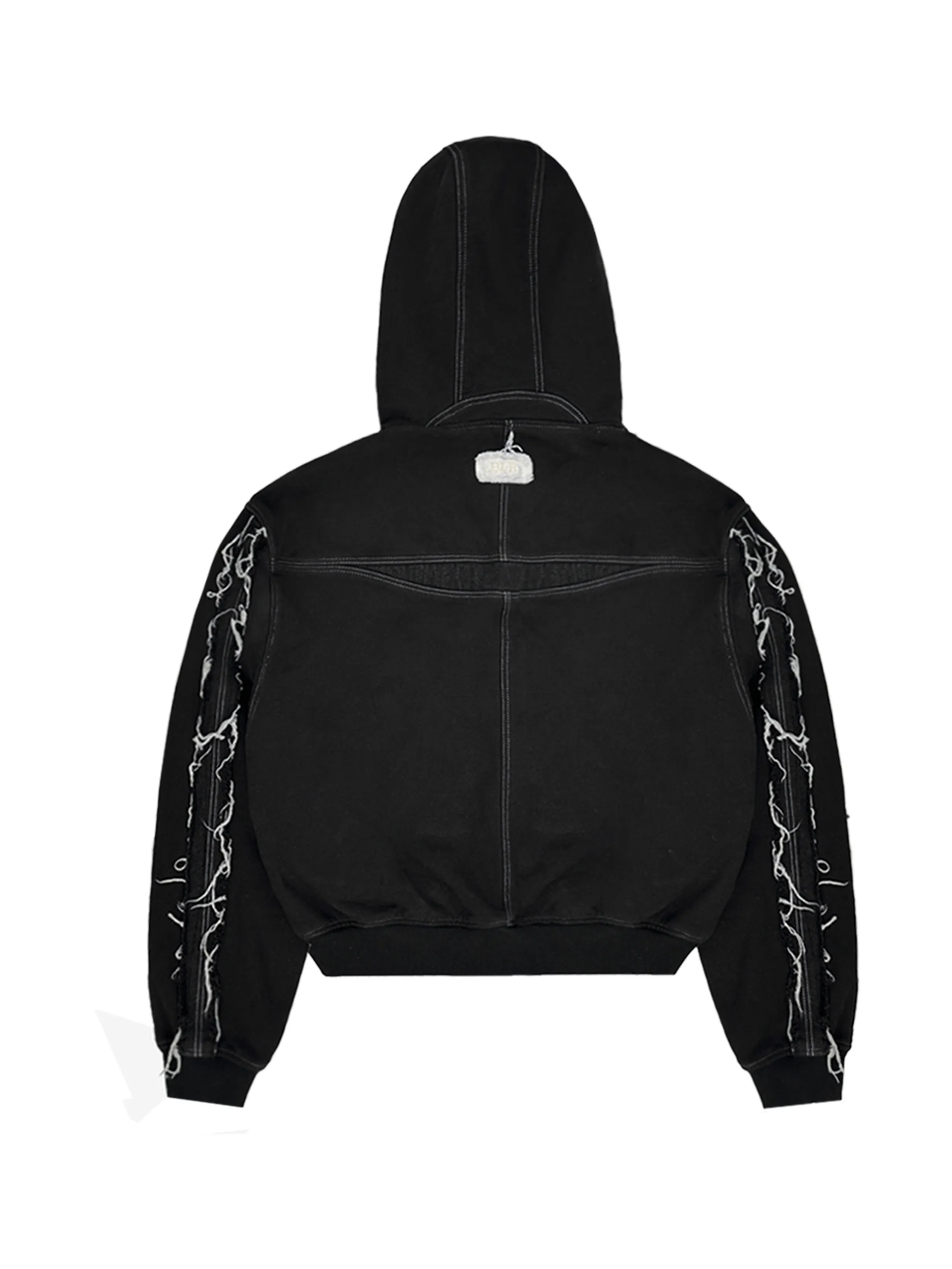 Raw edged hoodie zip-up