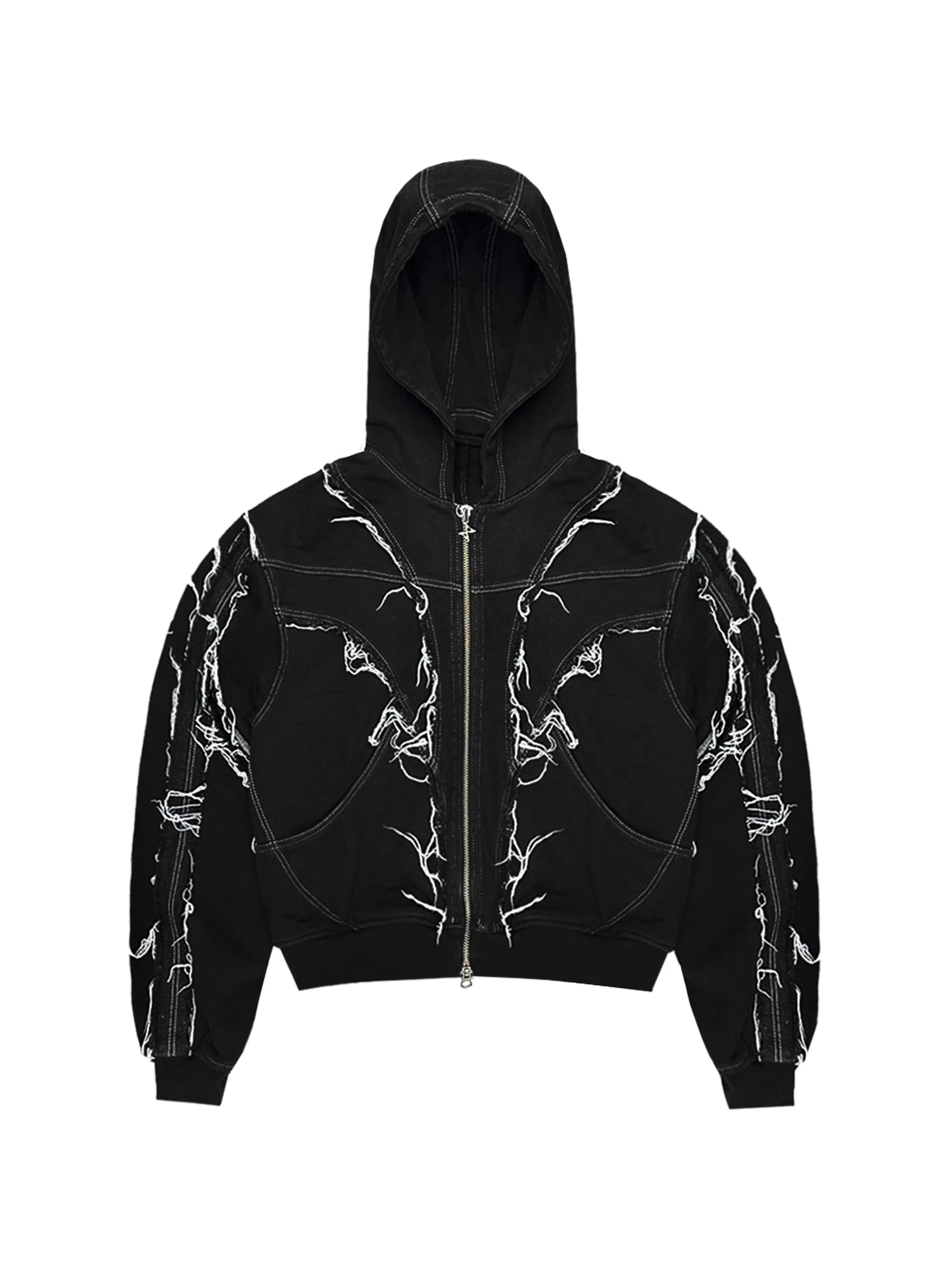 Raw edged hoodie zip-up