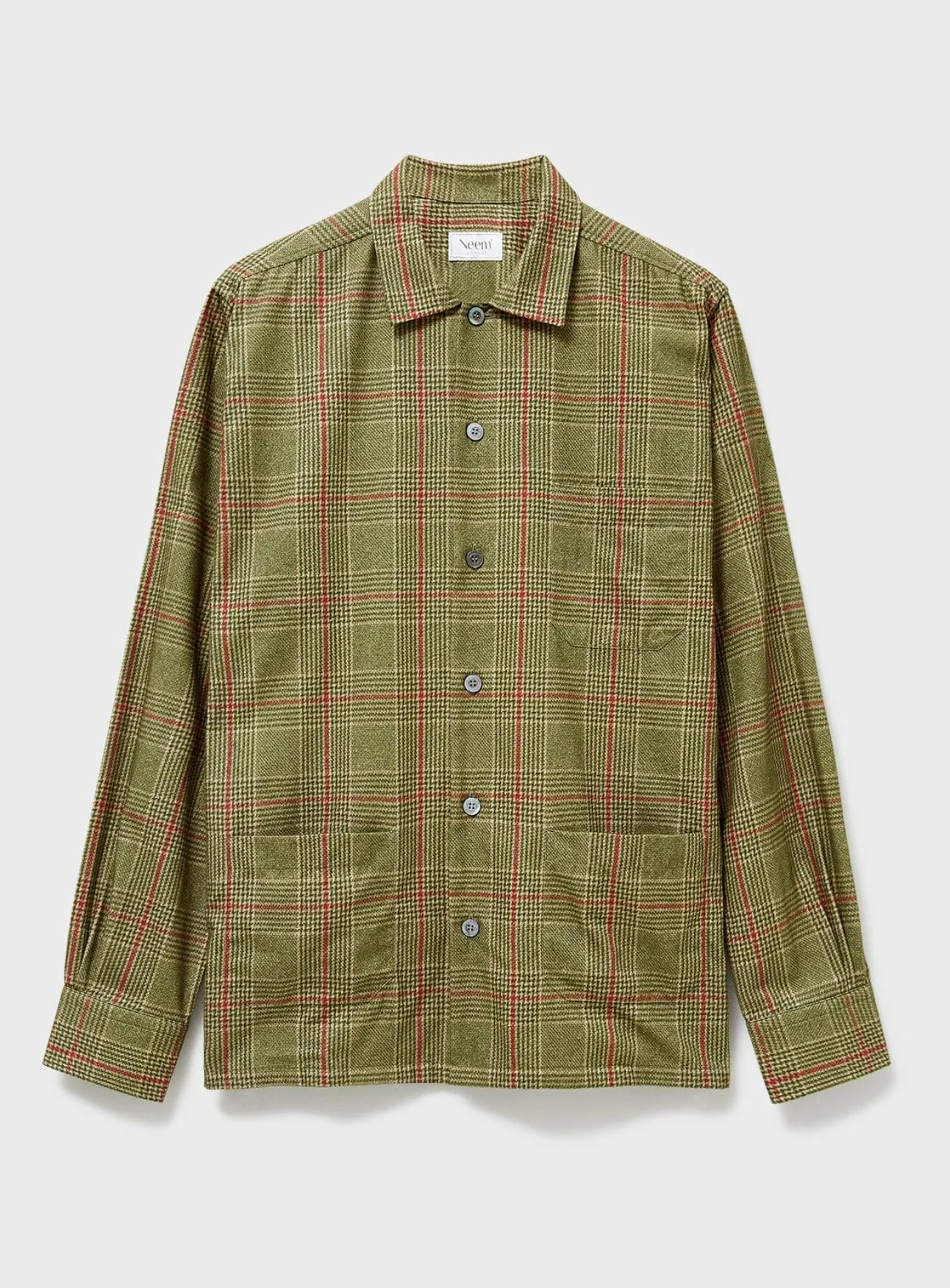 Recycled Flannel British Green Check Shirt Jacket