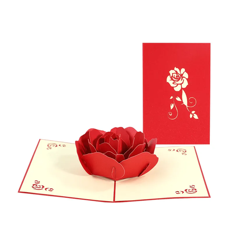 Red Rose Love 3D Pop Up Greeting Card