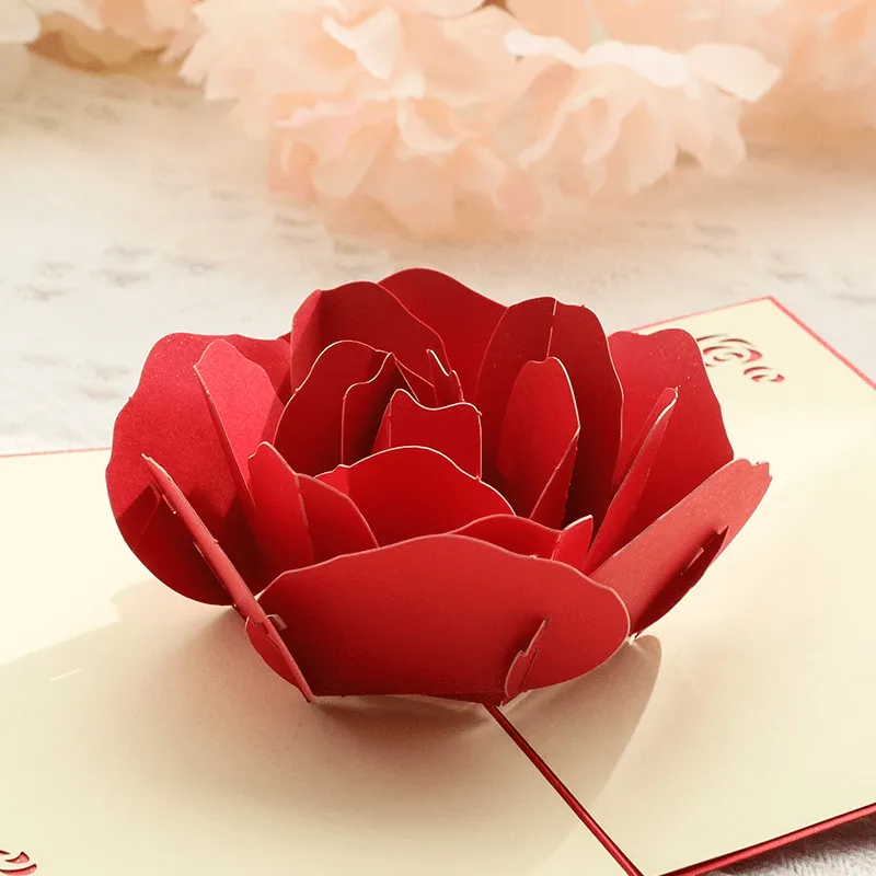 Red Rose Love 3D Pop Up Greeting Card