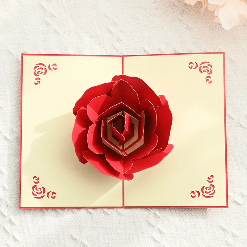 Red Rose Love 3D Pop Up Greeting Card