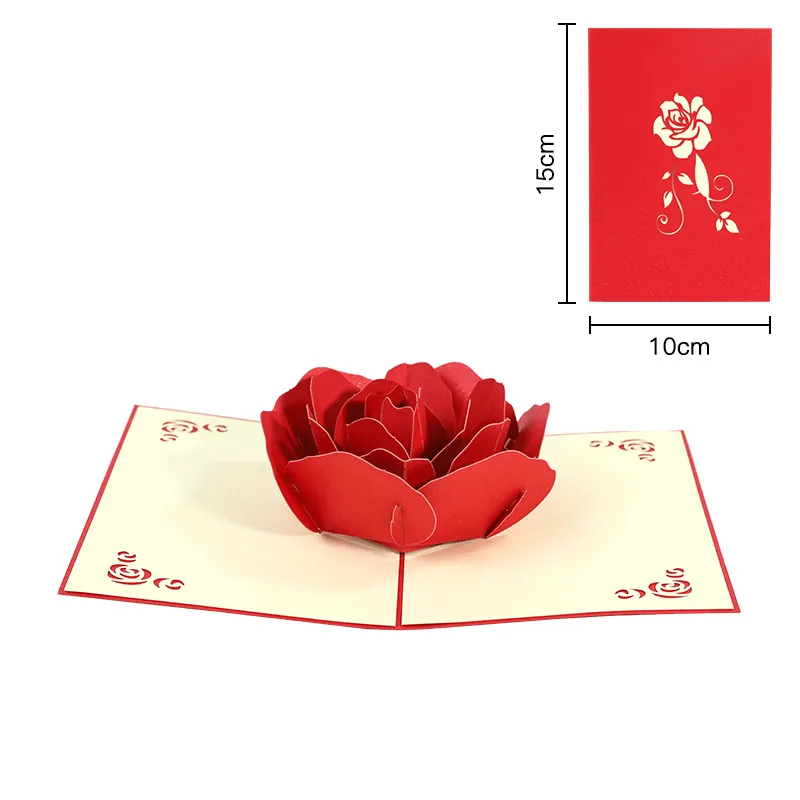 Red Rose Love 3D Pop Up Greeting Card