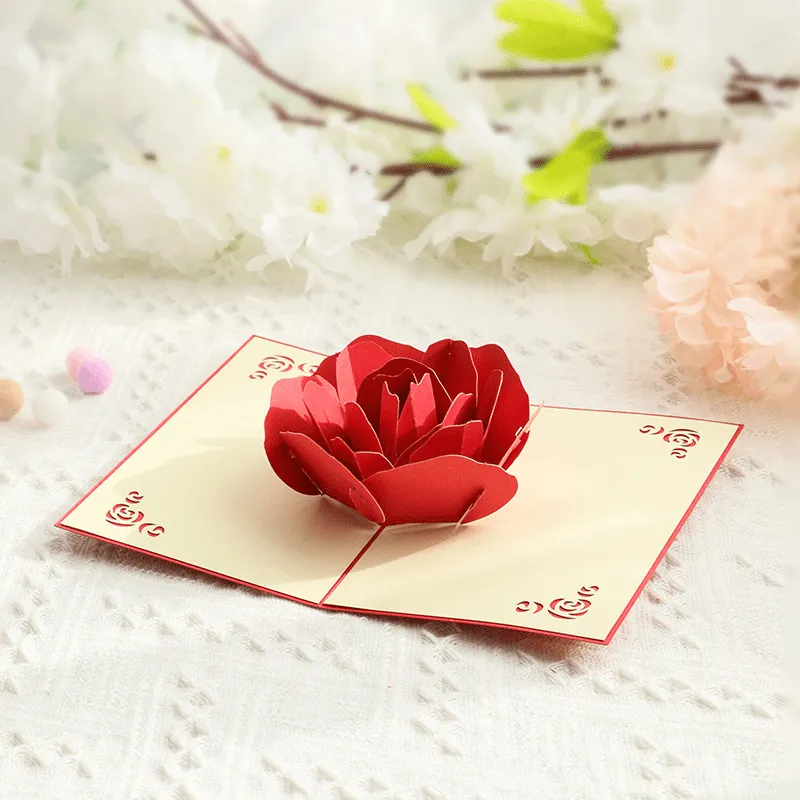 Red Rose Love 3D Pop Up Greeting Card