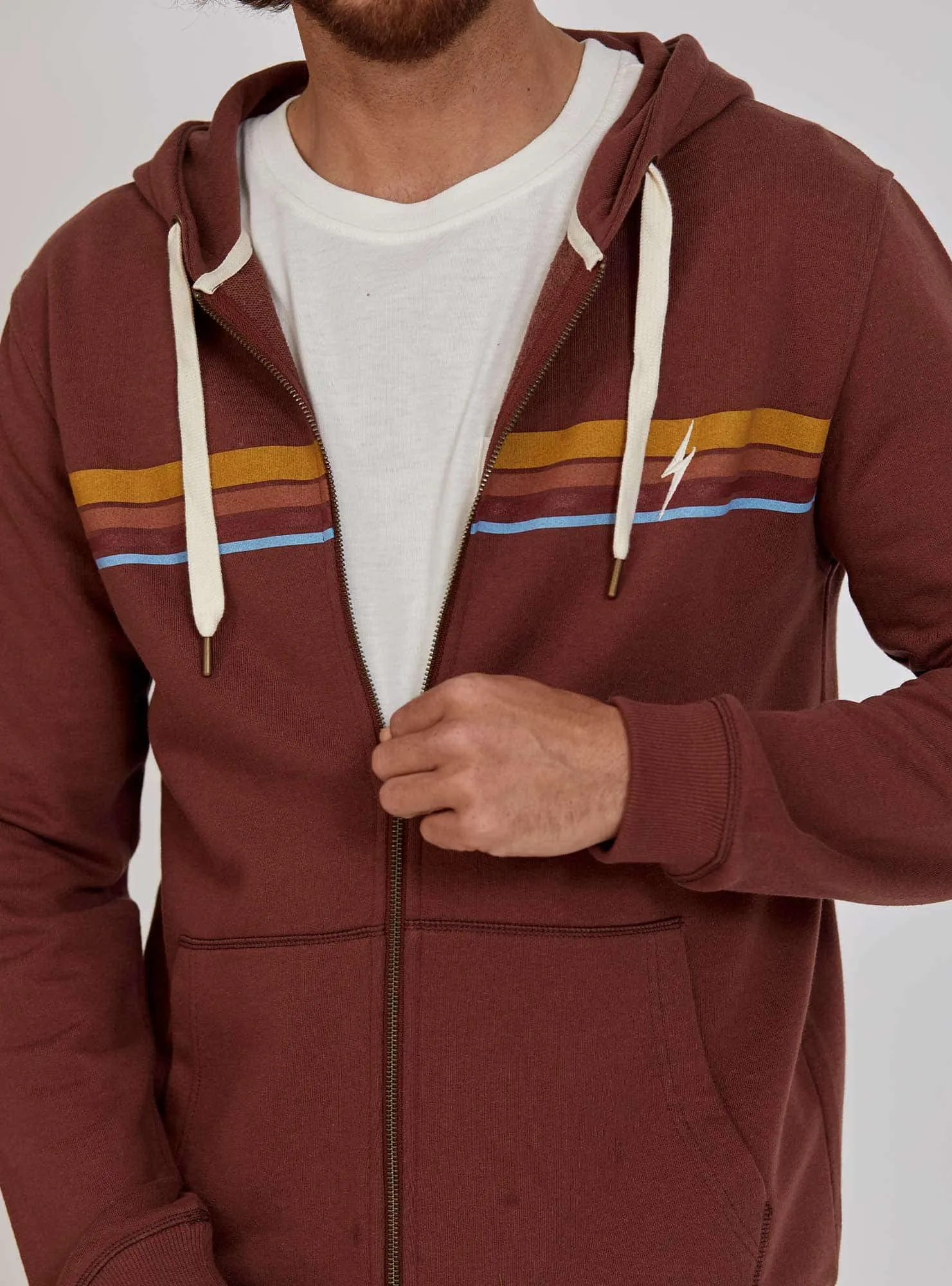 REGULAR ZIP HOODIE WITH STRIPES