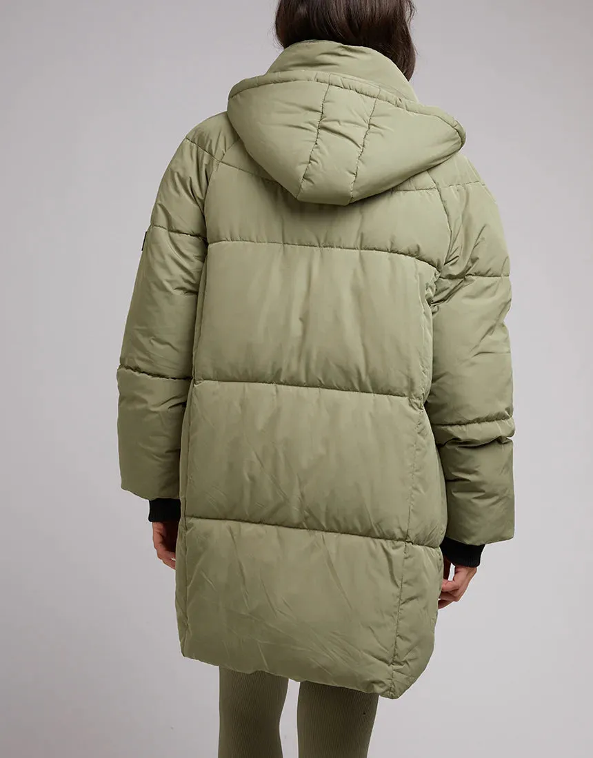 Remi Luxe Midi Puffer Khaki