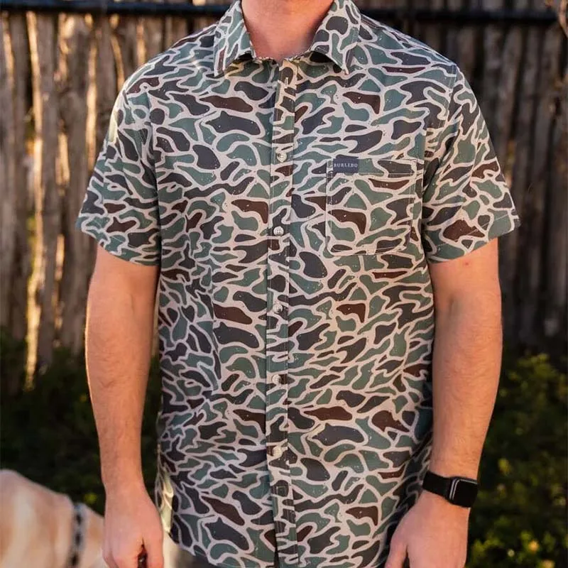 Retro Duck Camo Short Sleeve Woven Button Down Shirt