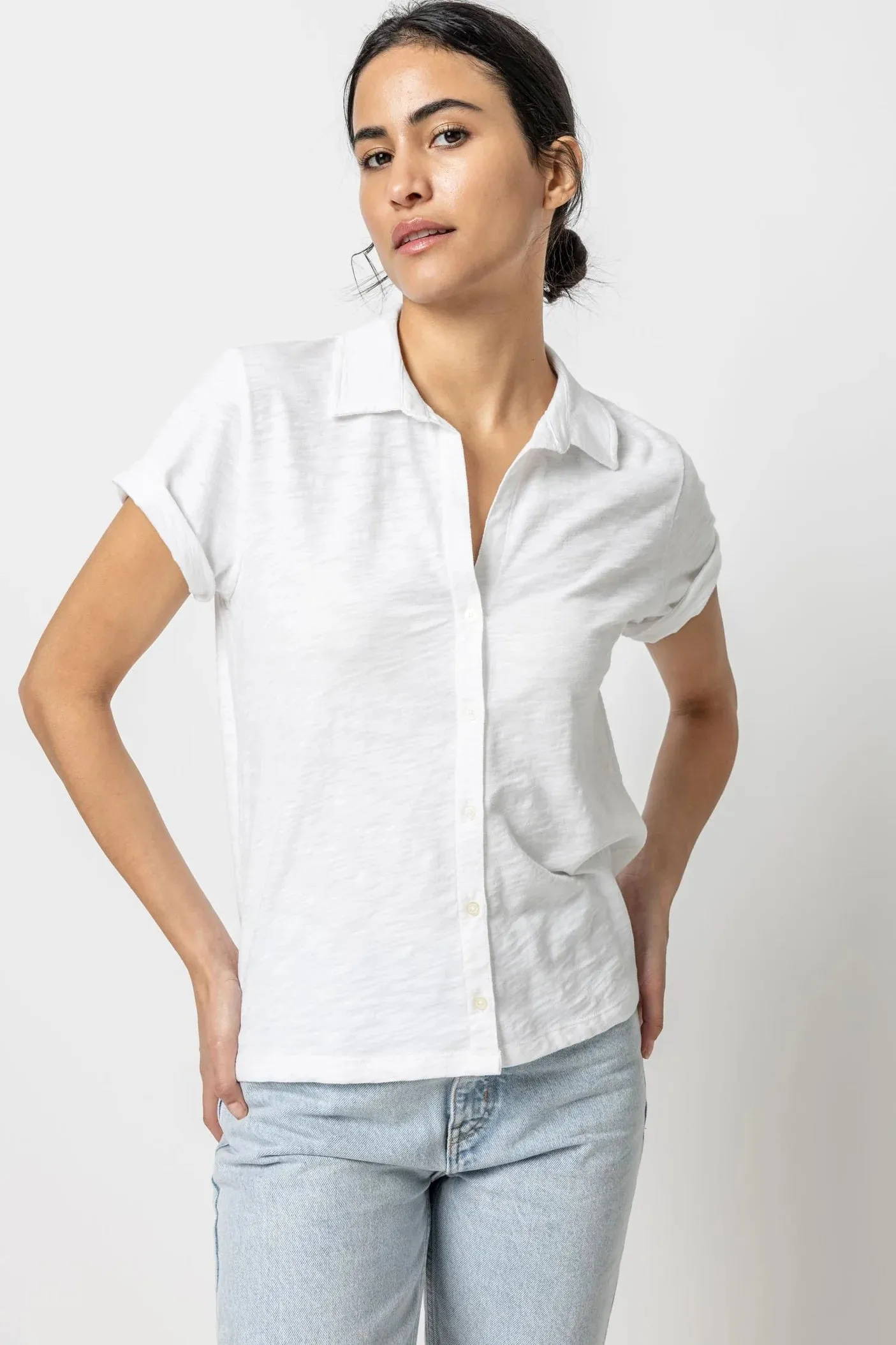 SHORT SLEEVE BUTTON DOWN TEE - LILLA P