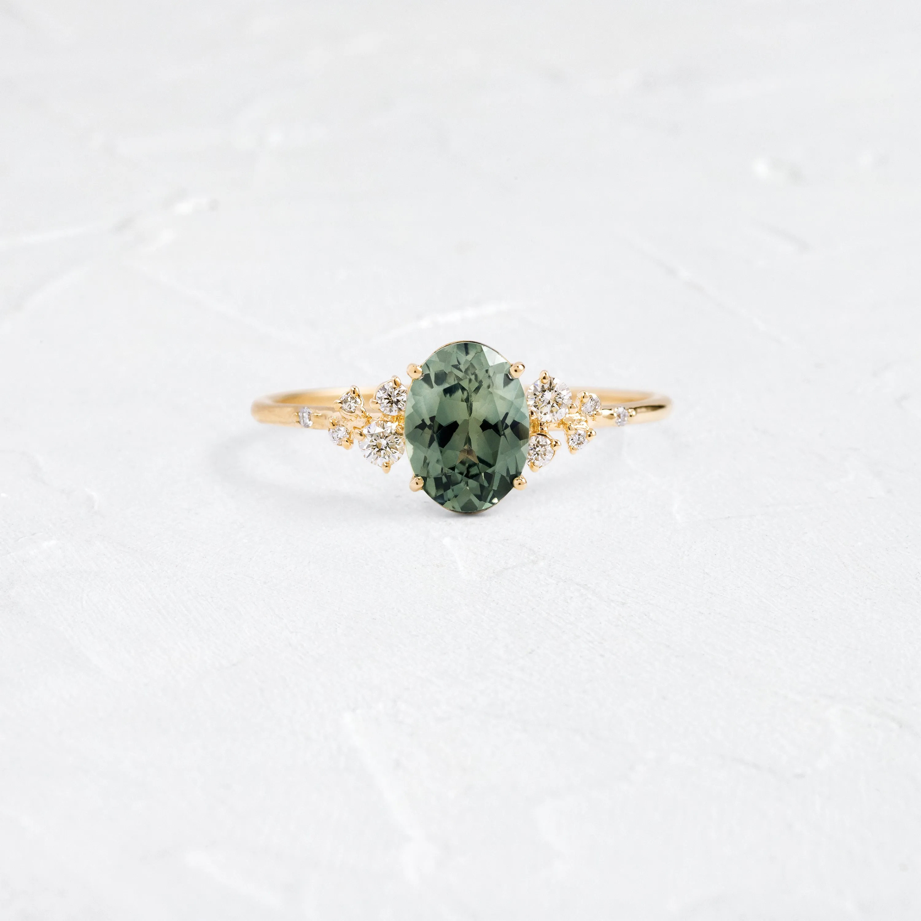 Snowdrift Ring, 1.29ct. Green-Blue Montana Sapphire - OOS