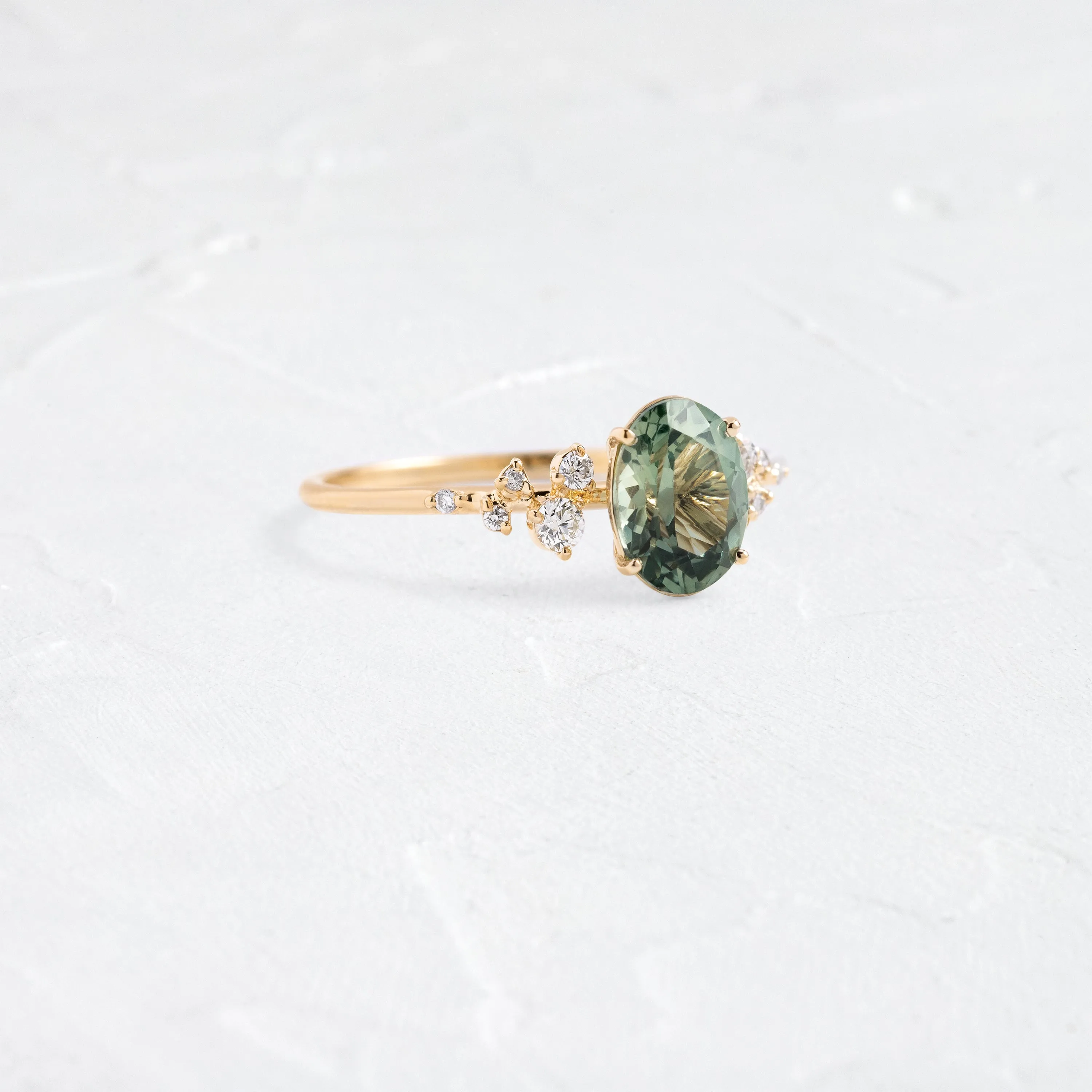 Snowdrift Ring, 1.29ct. Green-Blue Montana Sapphire - OOS