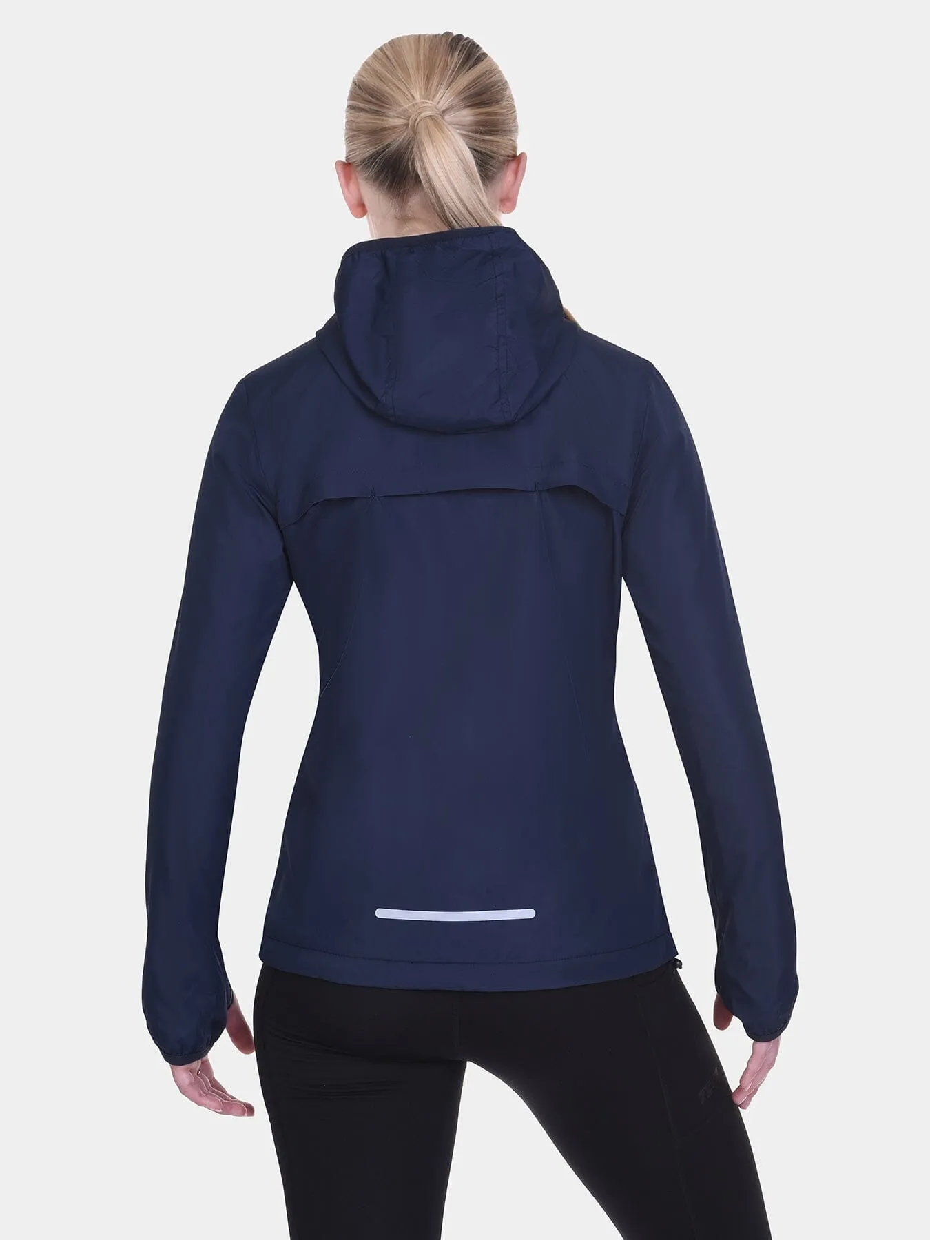 Softshell Packable Running Water Repellant Hooded Jacket For Women With Thumbholes, Reflective Strips & Zip Pockets