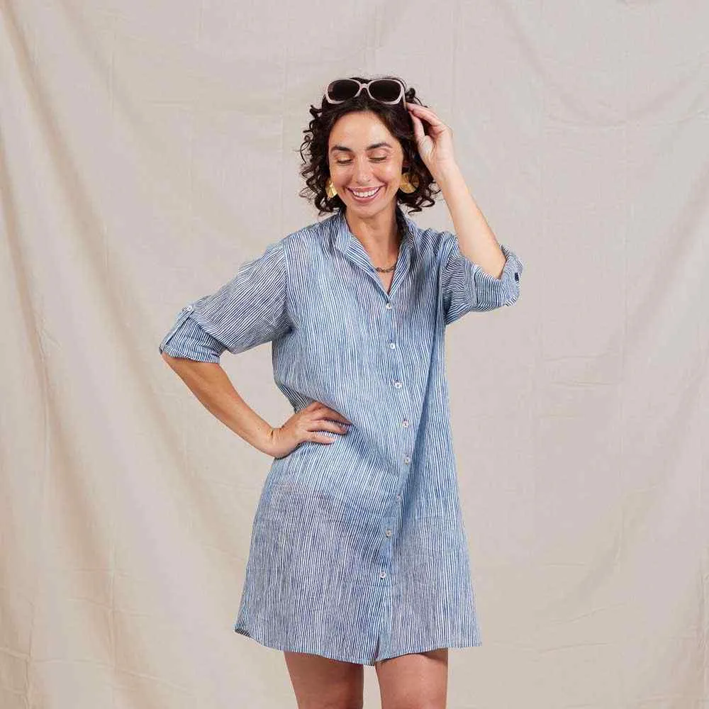 Suri Navy Button Down Beach Tunic