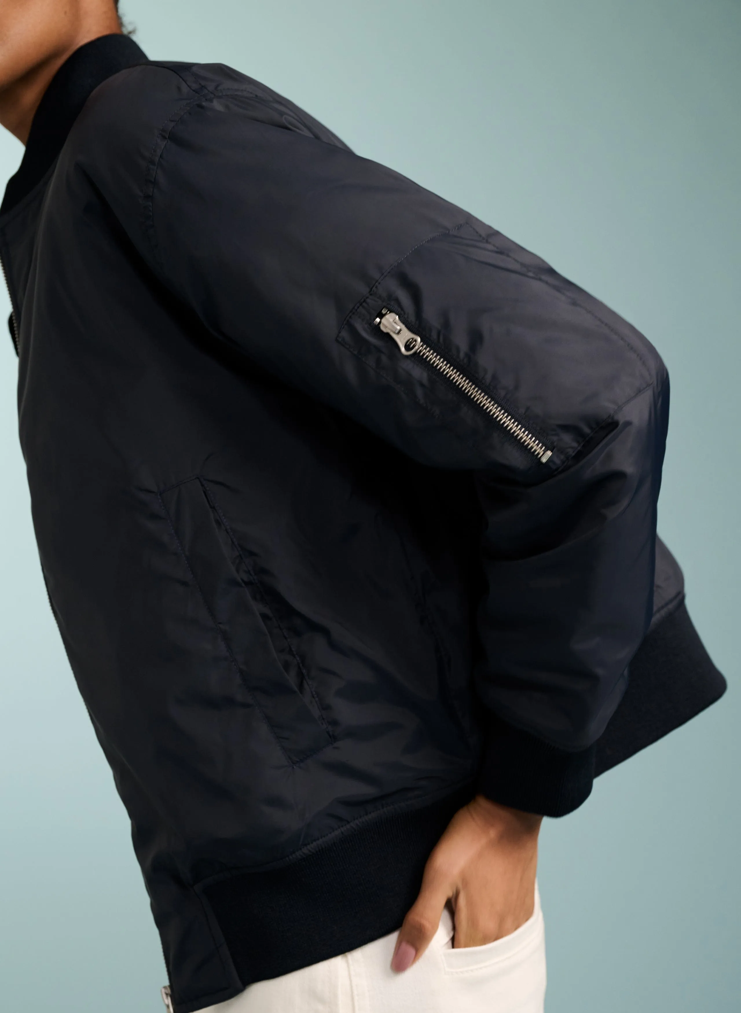 Tegan Recycled Bomber | Navy