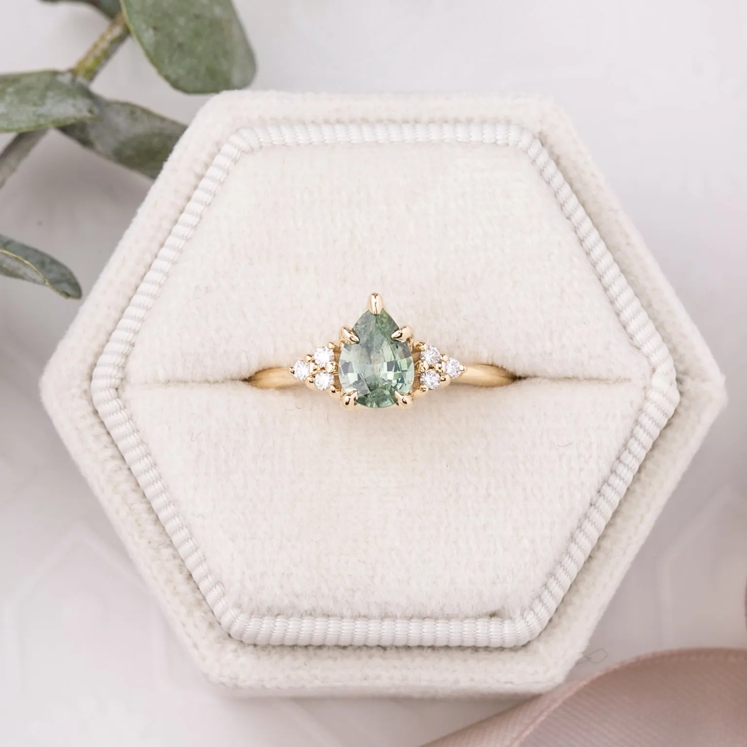 Teresa Ring 0.83ct Light Green Montana Sapphire, 14k Yellow Gold (One of a kind)