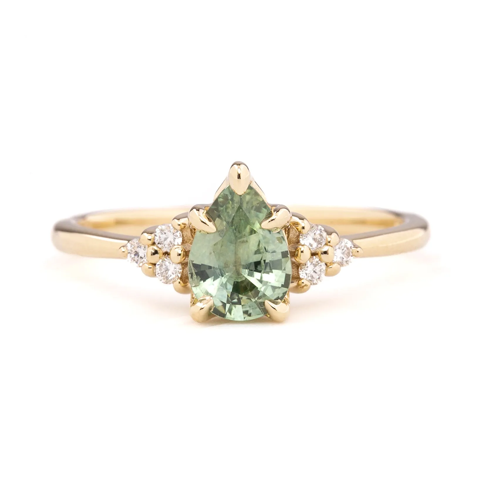 Teresa Ring 0.83ct Light Green Montana Sapphire, 14k Yellow Gold (One of a kind)