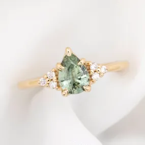 Teresa Ring 0.83ct Light Green Montana Sapphire, 14k Yellow Gold (One of a kind)