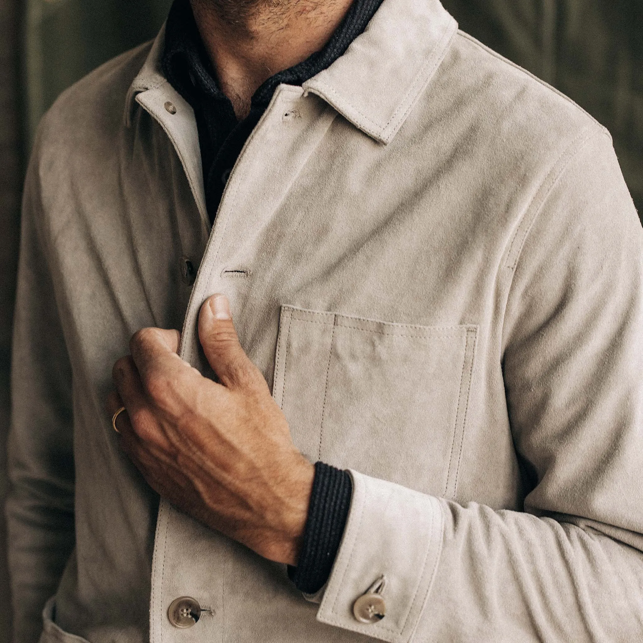 The Ojai Jacket in Oyster Suede