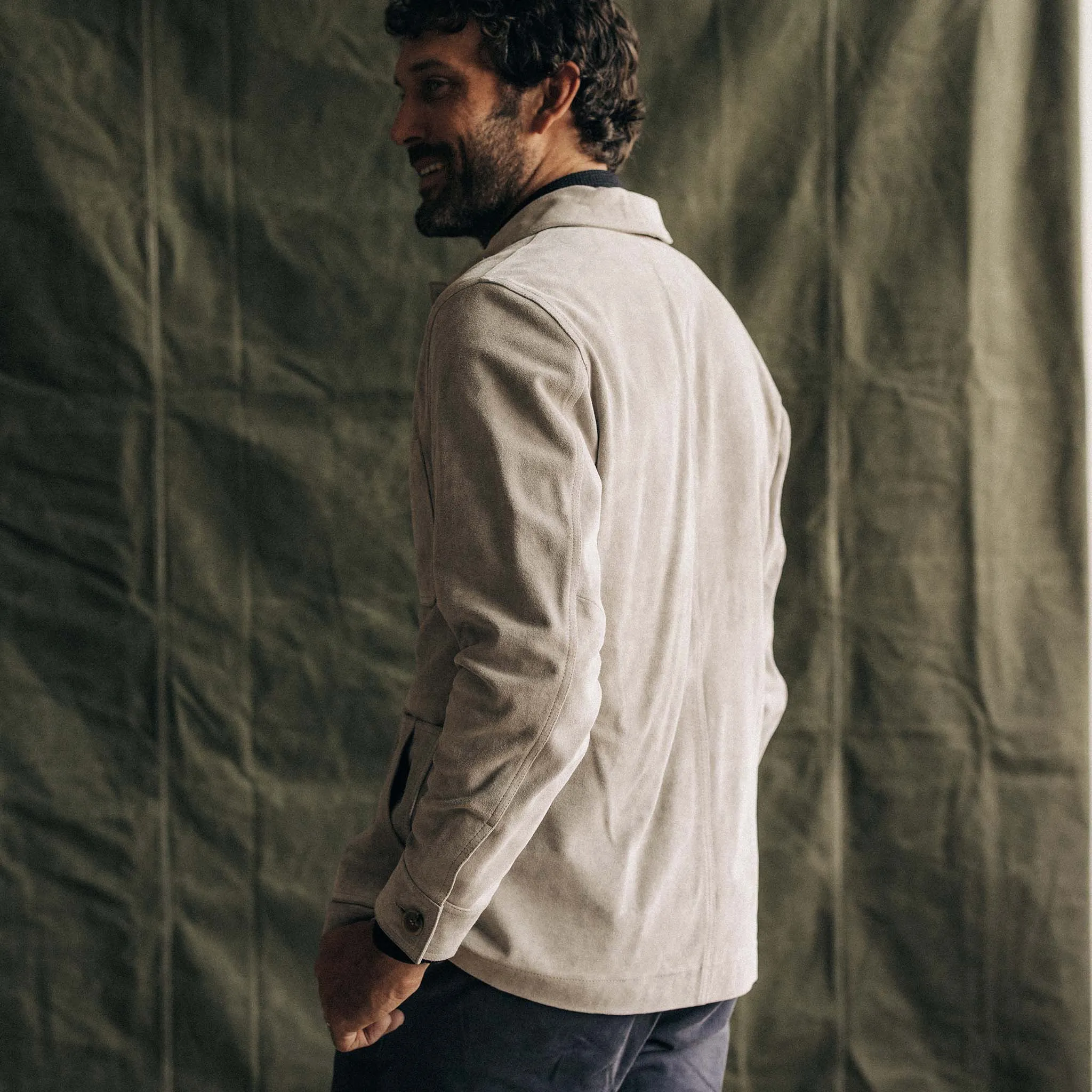 The Ojai Jacket in Oyster Suede