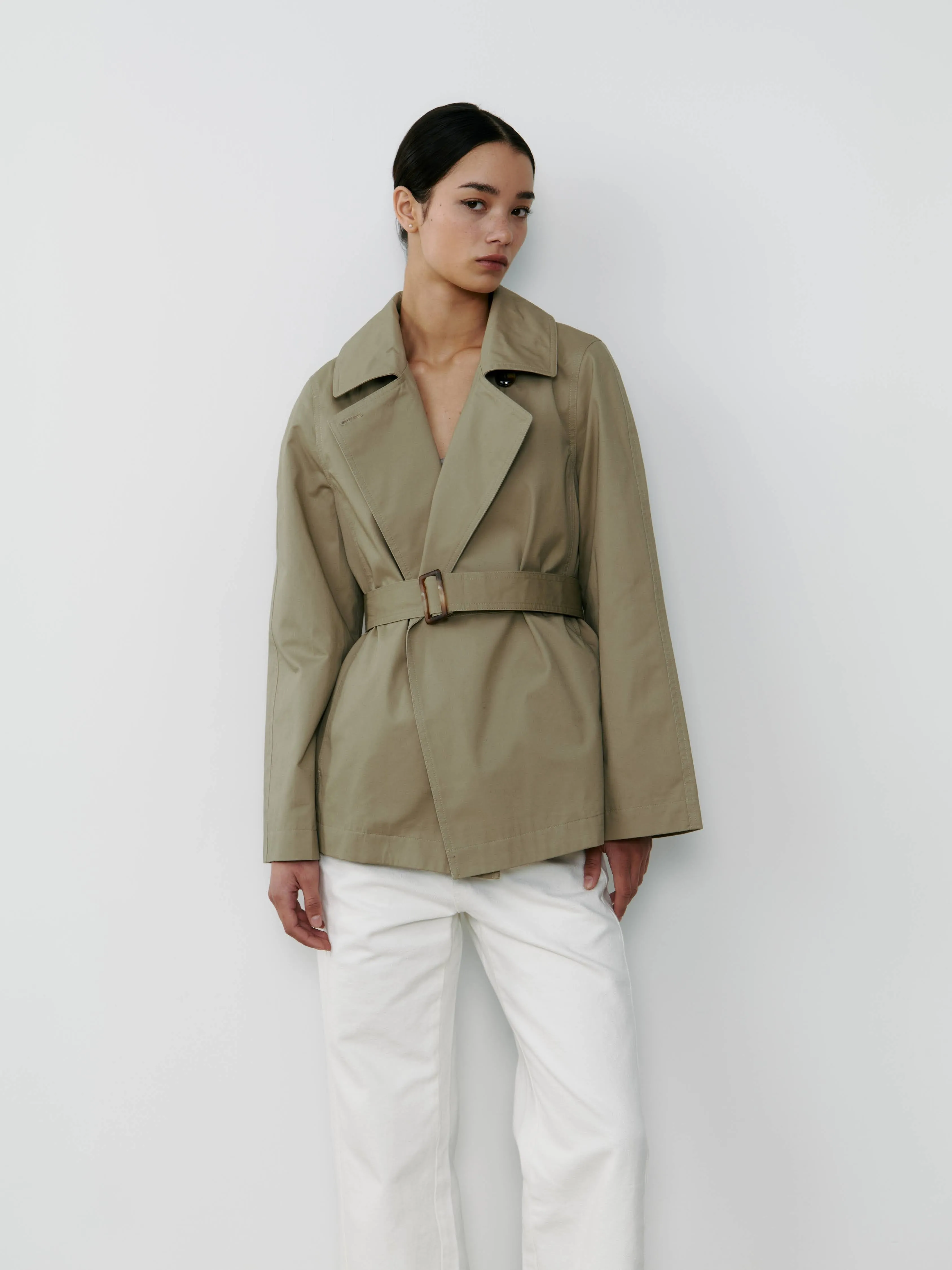 THE TAILORED TRENCH JACKET- SAGE GREEN