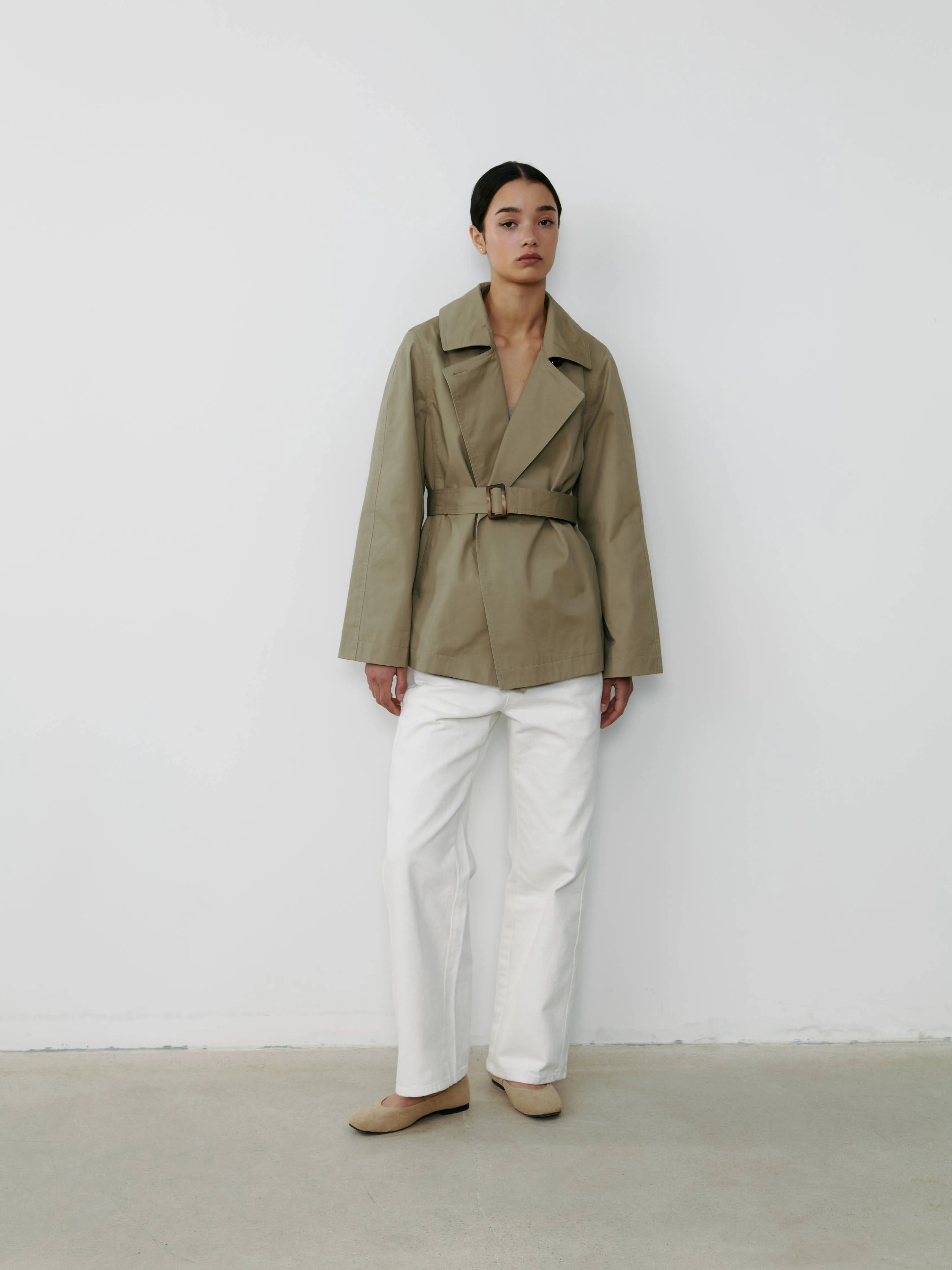 THE TAILORED TRENCH JACKET- SAGE GREEN