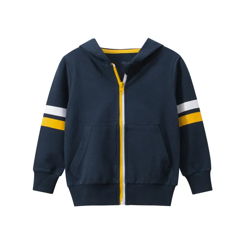 Toddler Kids Boys Solid Color Cotton Slash Casual Zipper Jacket