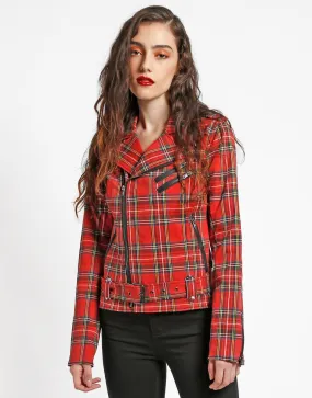 Tripp NYC Tartan Red Child Moto Jacket