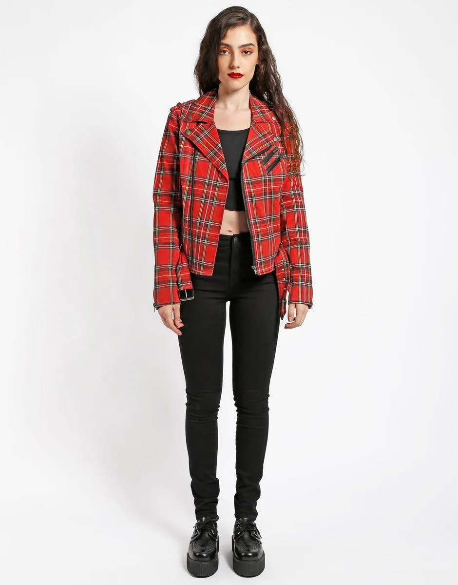 Tripp NYC Tartan Red Child Moto Jacket