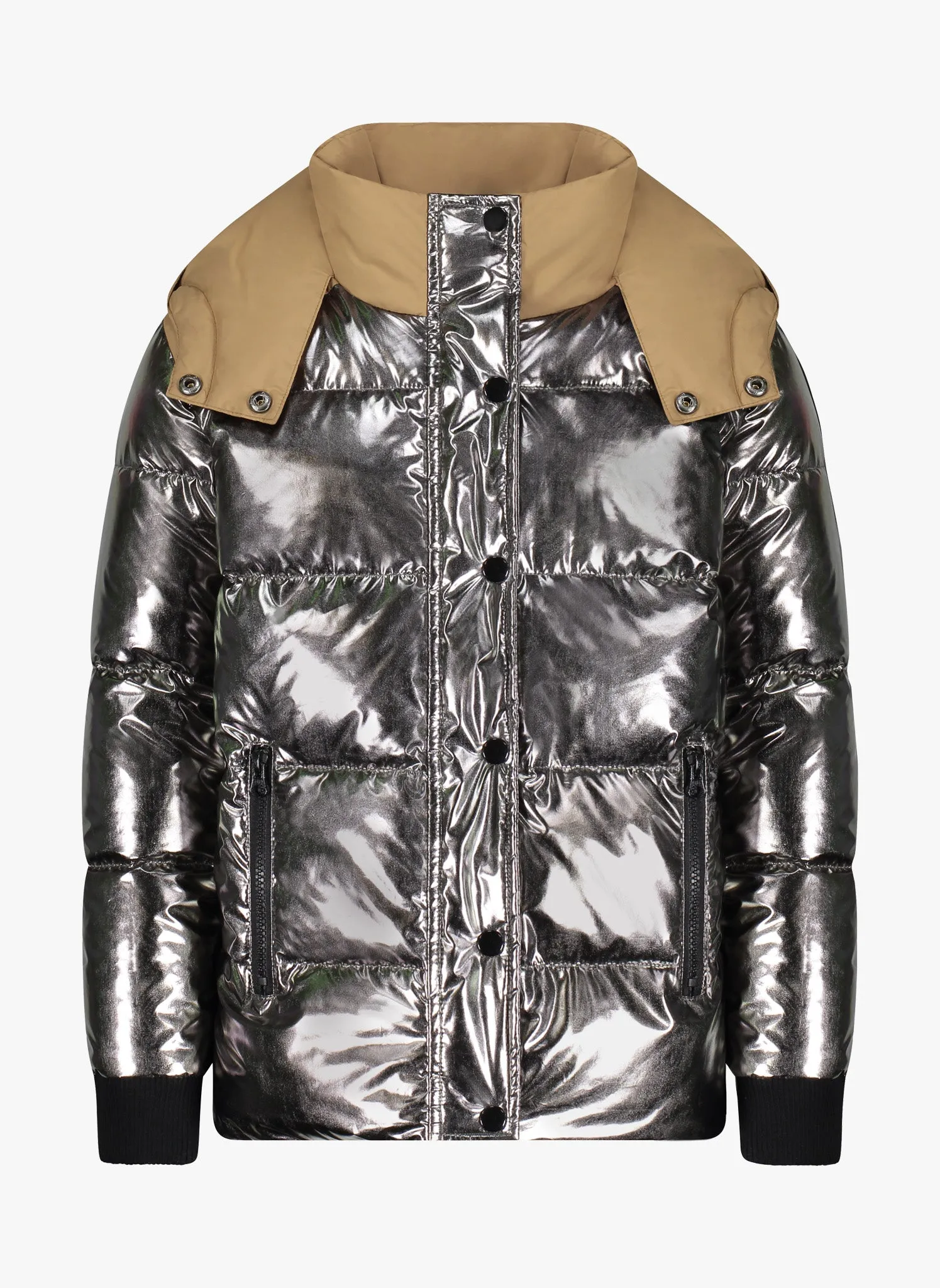 Vierra Rose Sia Iridescent combo Puffer in Dark Metallic Grey