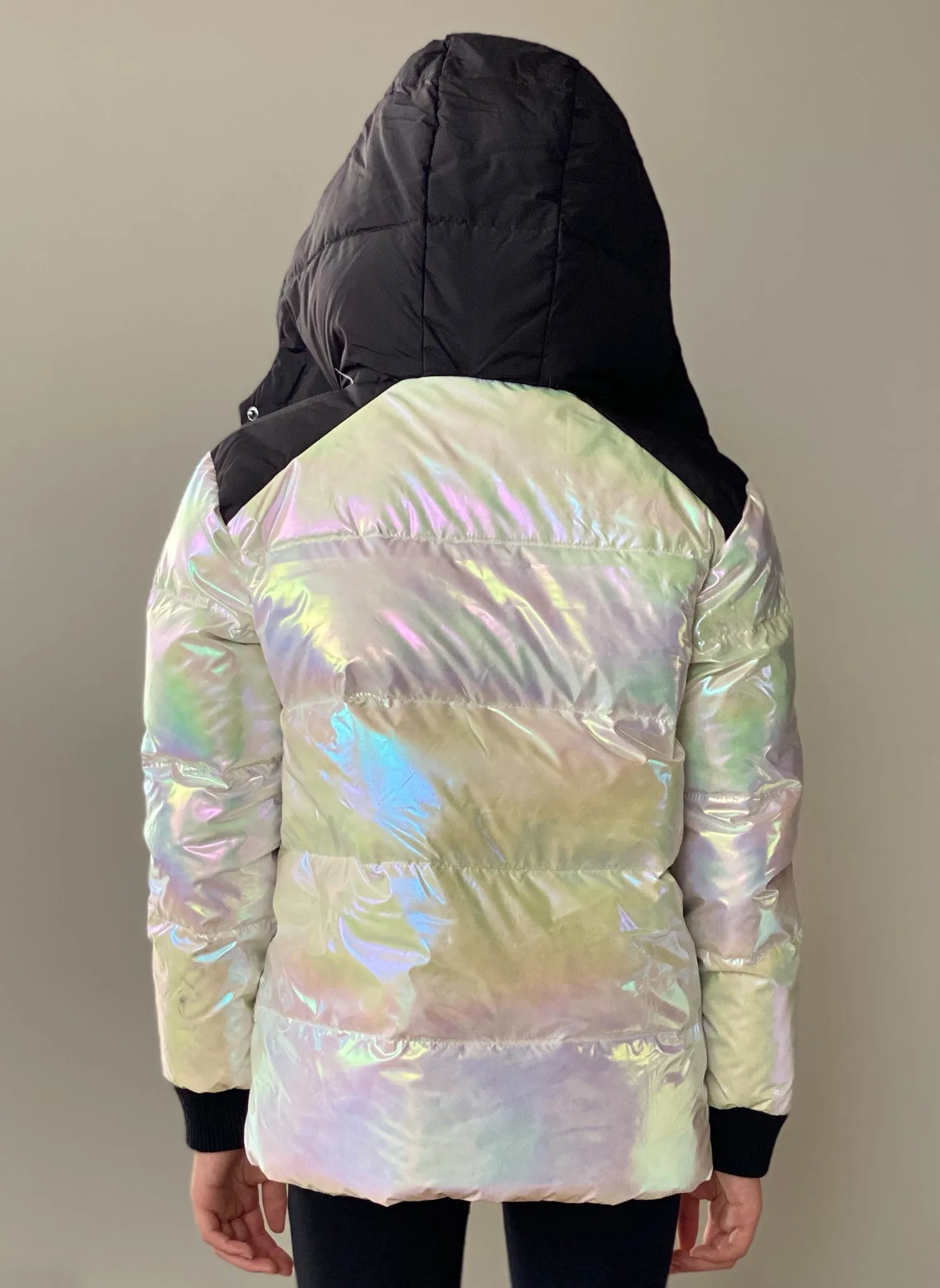 Vierra Rose Sia Iridescent combo Puffer in Pearl Iridescent