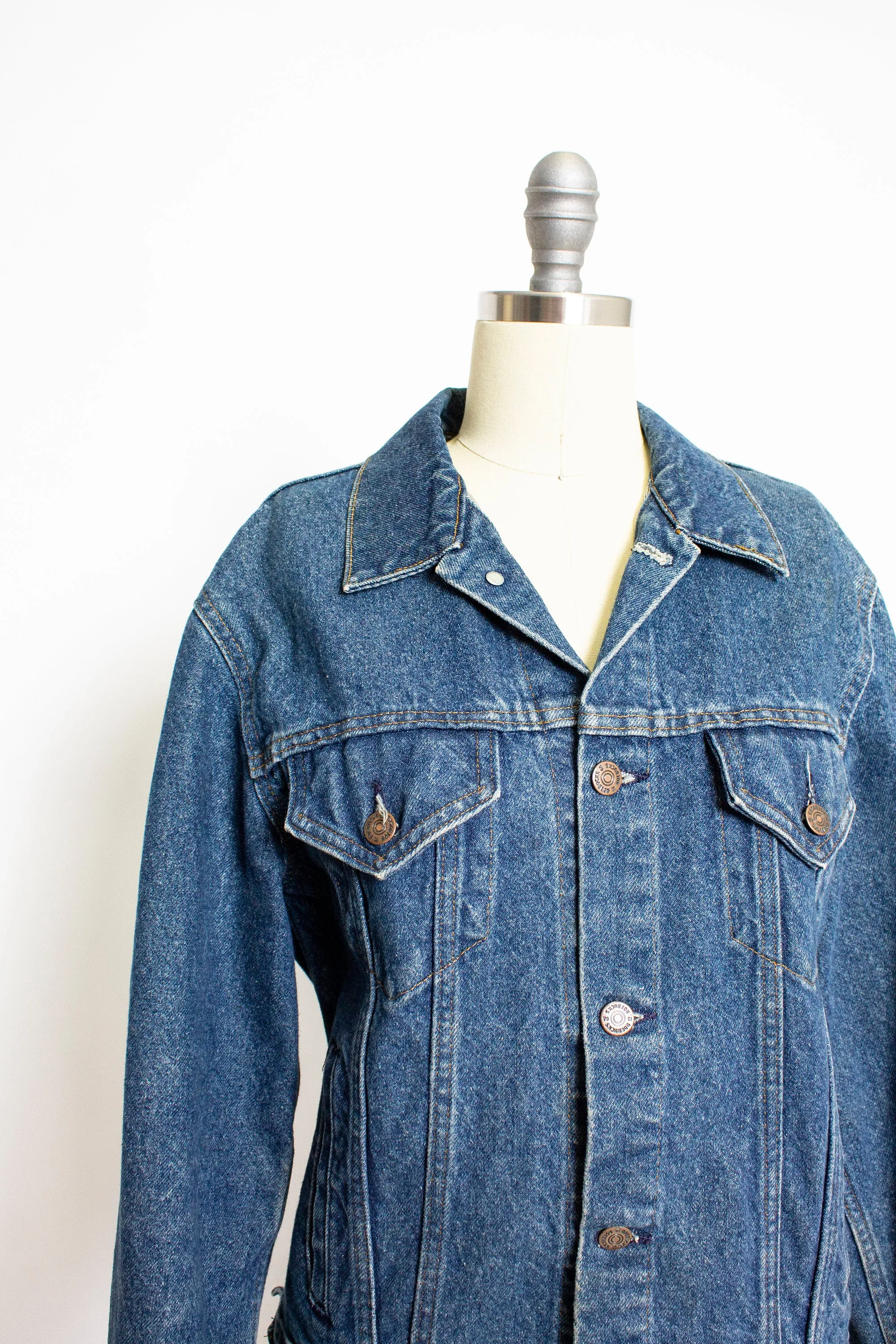 Vintage 1970s Denim Jacket Jean Jacket Roebucks Blue Cotton 70s Small S