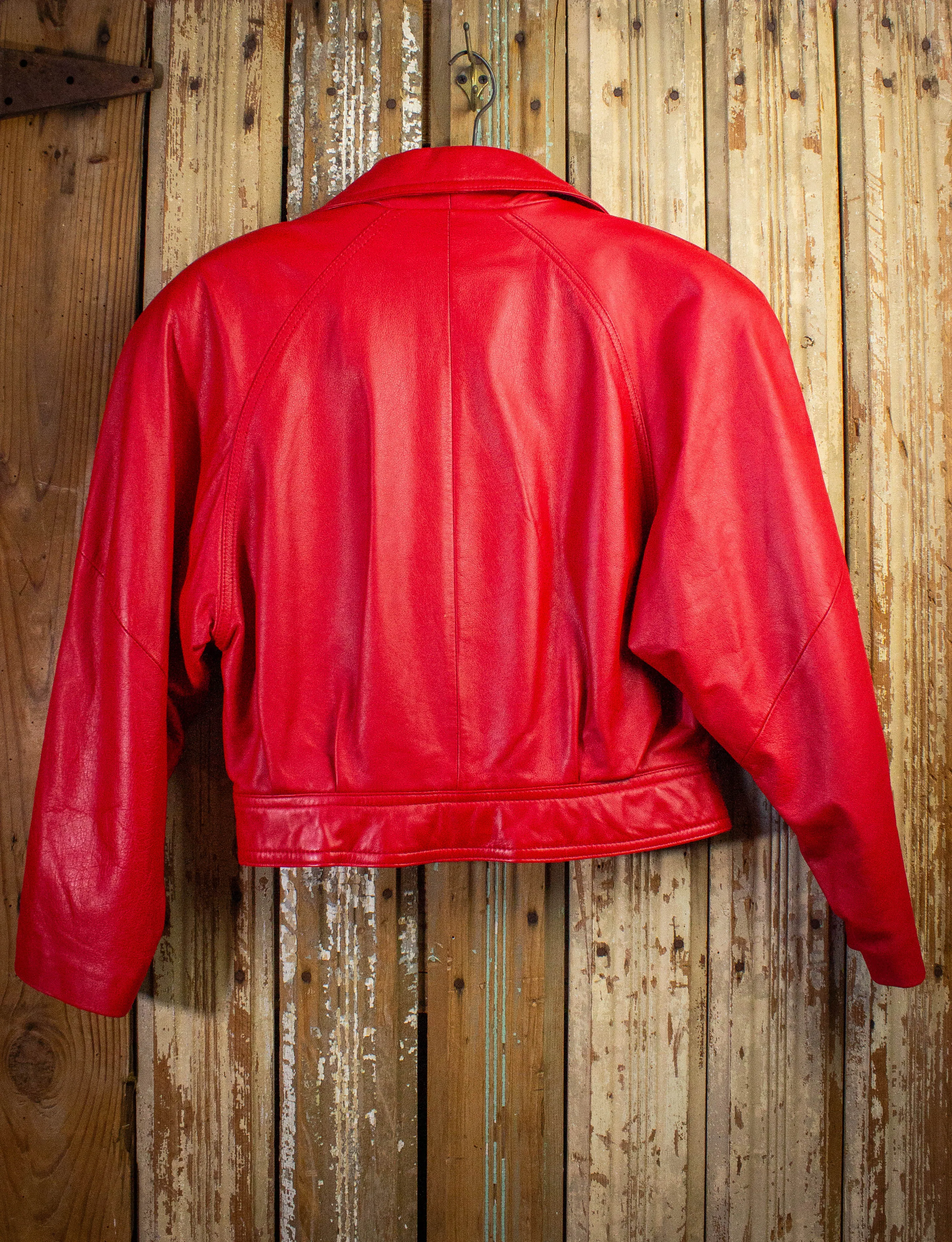 Vintage Wilsons Red Leather Cropped Biker Jacket 90s Large