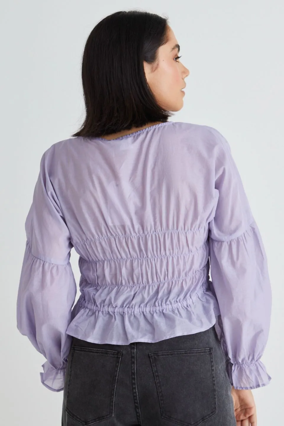 Vivienne Lilac Sheer Button Front Blouse