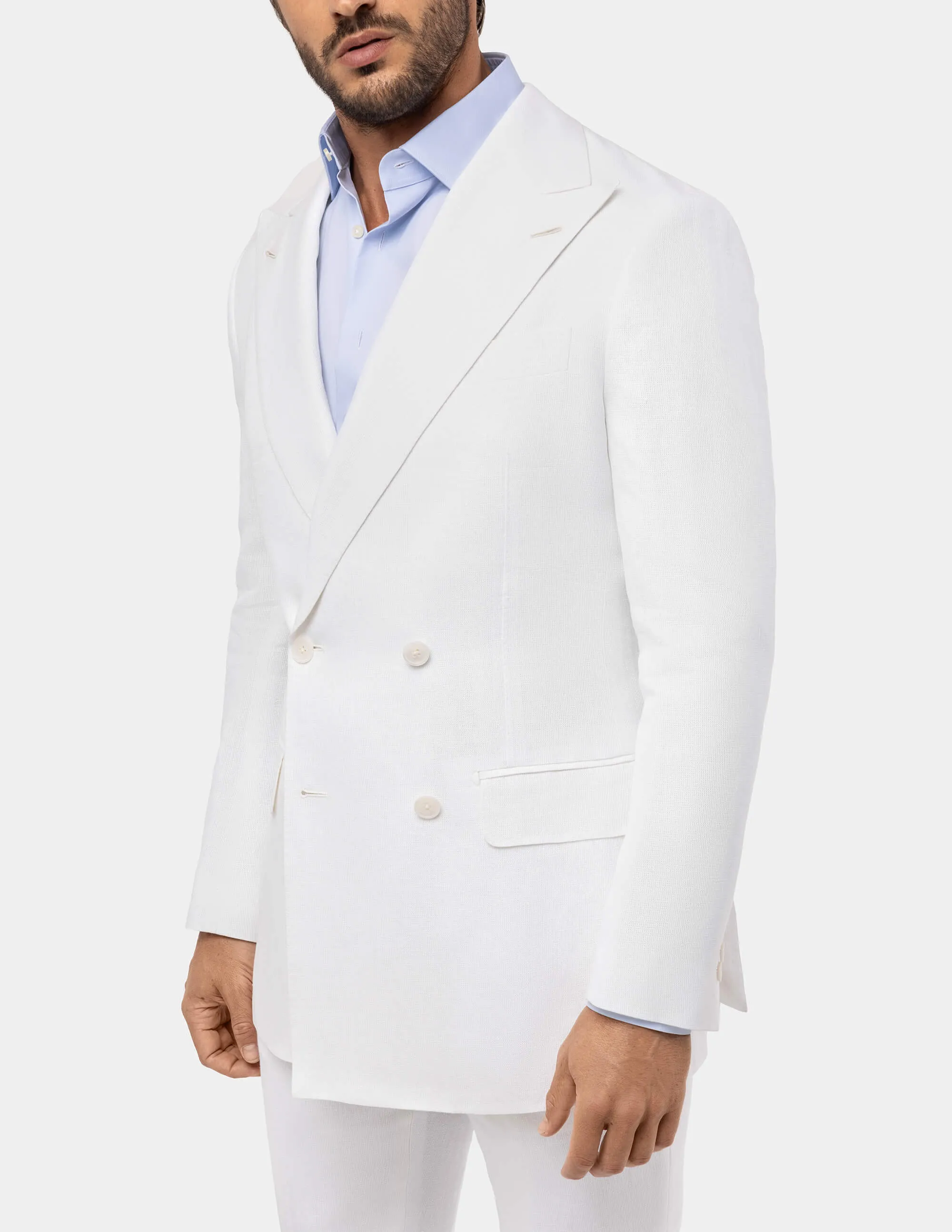 White Optical Double-Breasted Jacket